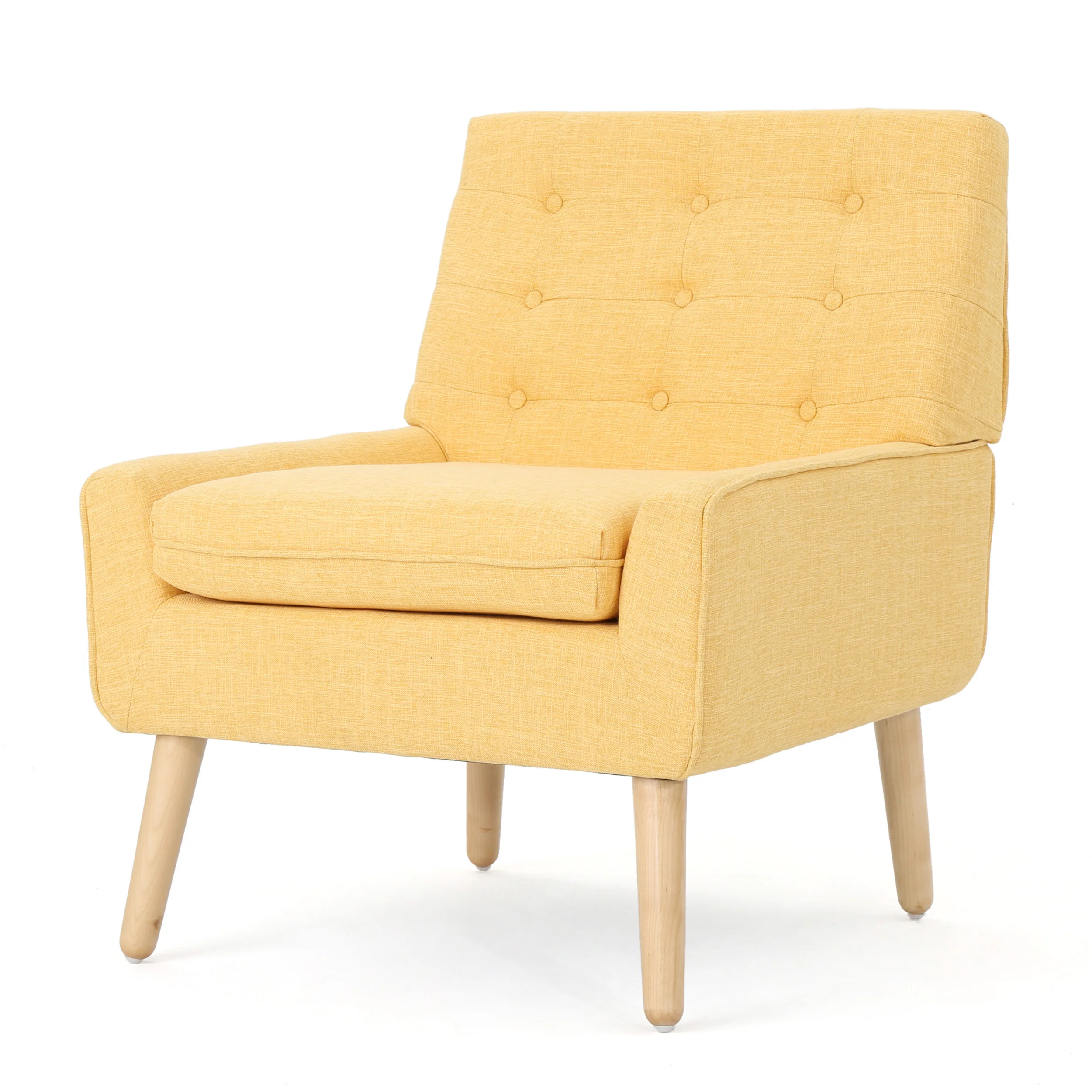 Eonna Mid-Century Modern Button Tufted Fabric Upholstered Accent Chair - furnishings