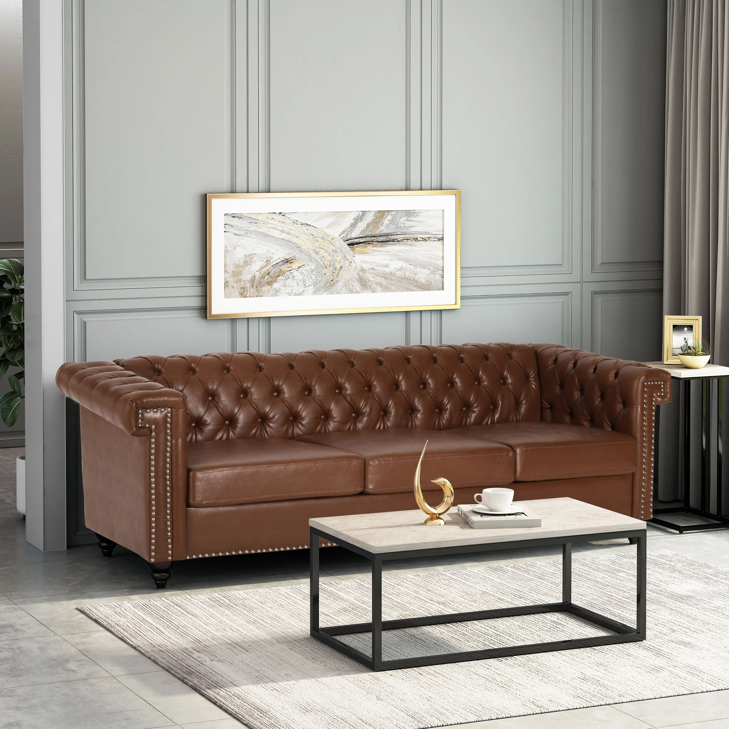 Zyiere Tufted Chesterfield 3 Seater Sofa - furnishings