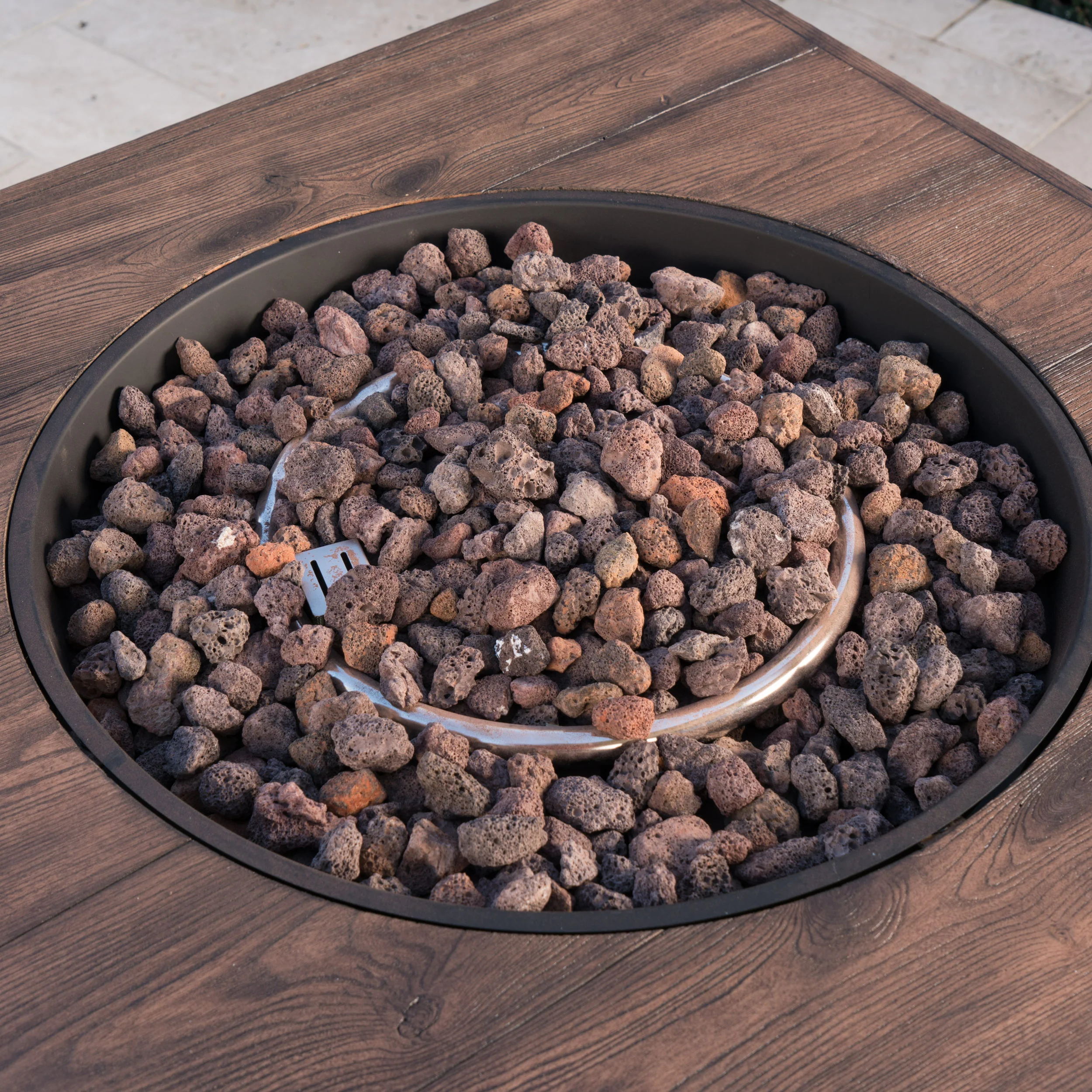 Madge Outdoor Brown 32 Inch Square Fire Pit - 40,000 BTU - furnishings