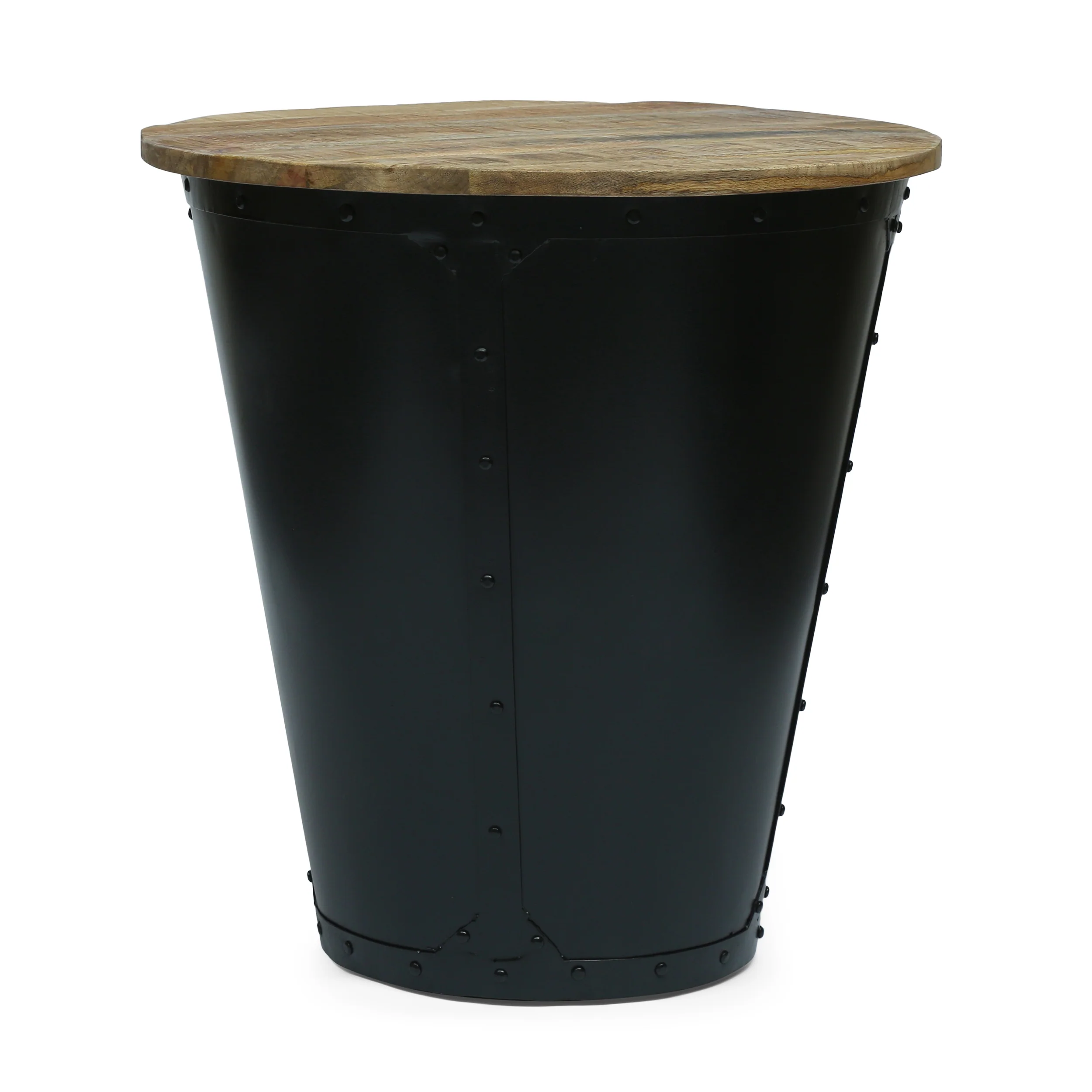 Olimont Industrial Handcrafted Mango Wood Side Table, Natural and Black - furnishings