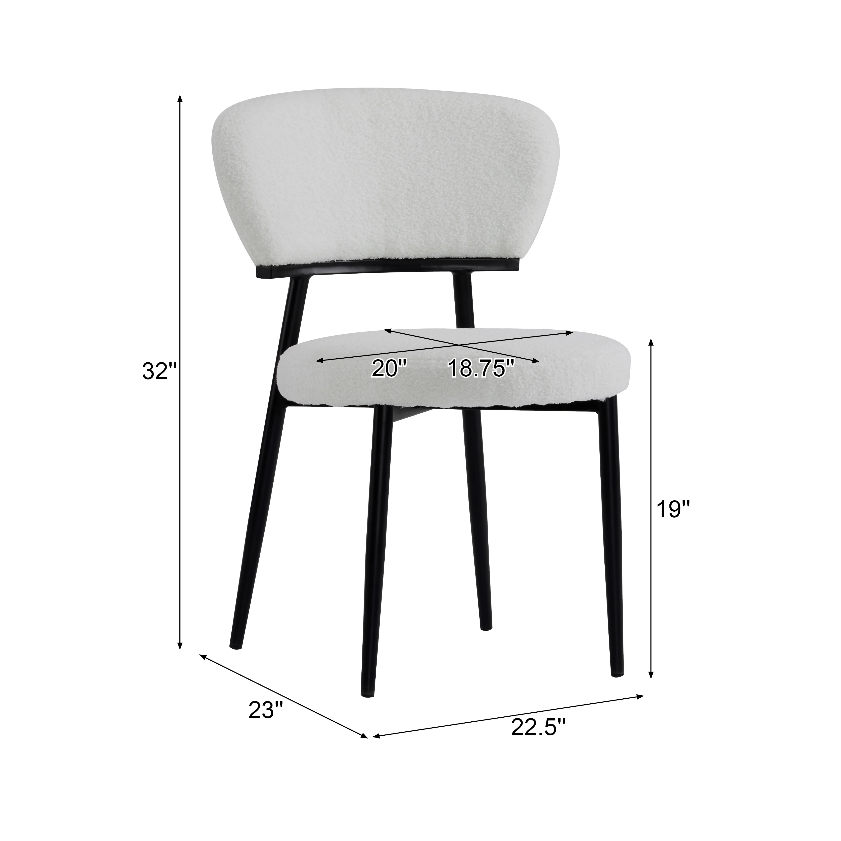 Leandera Modern Upholstered Dining Chairs, Metal Frame, Set of 2 - furnishings