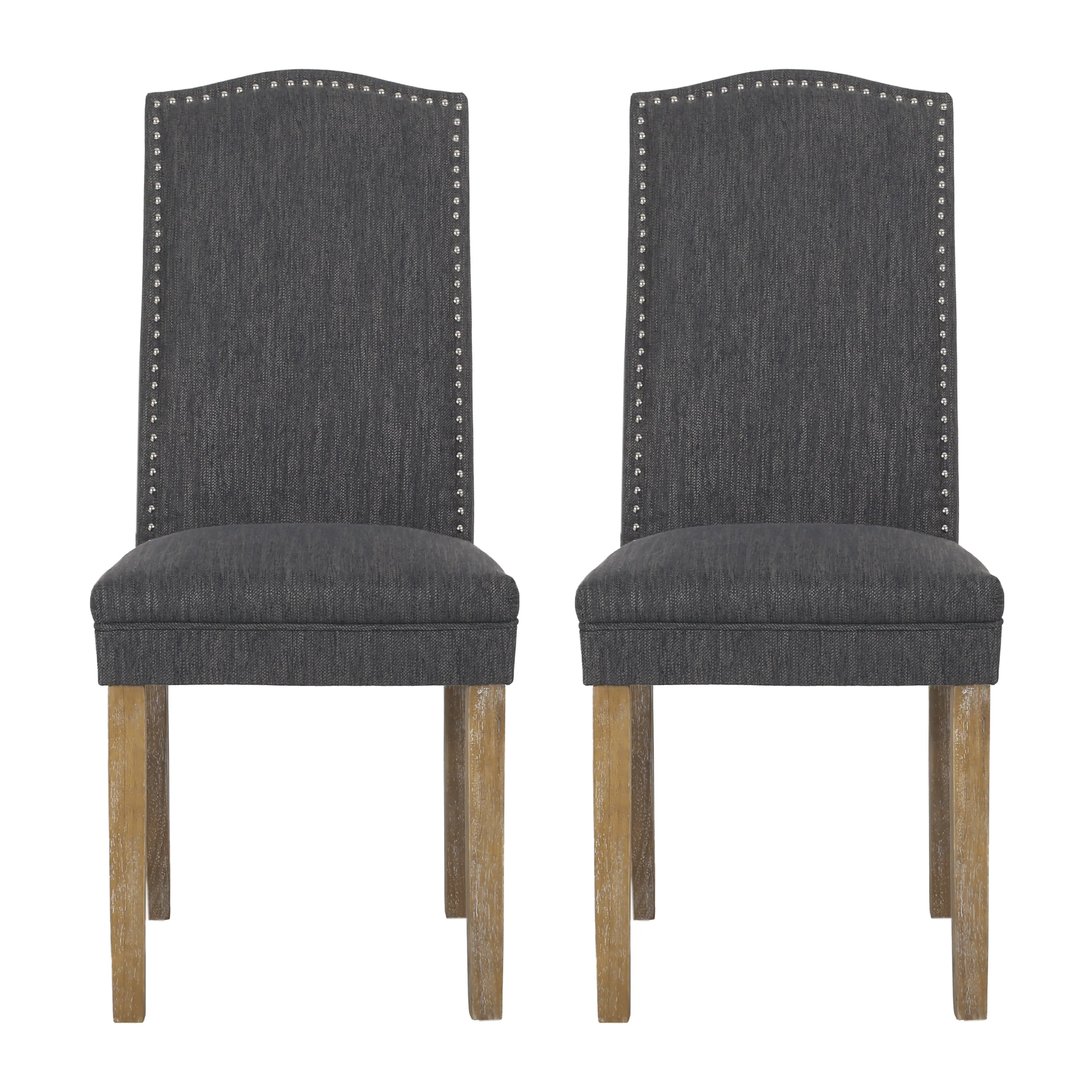 Geromin Contemporary Fabric Dining Chairs with Nailhead Trim, Set of 2 - furnishings