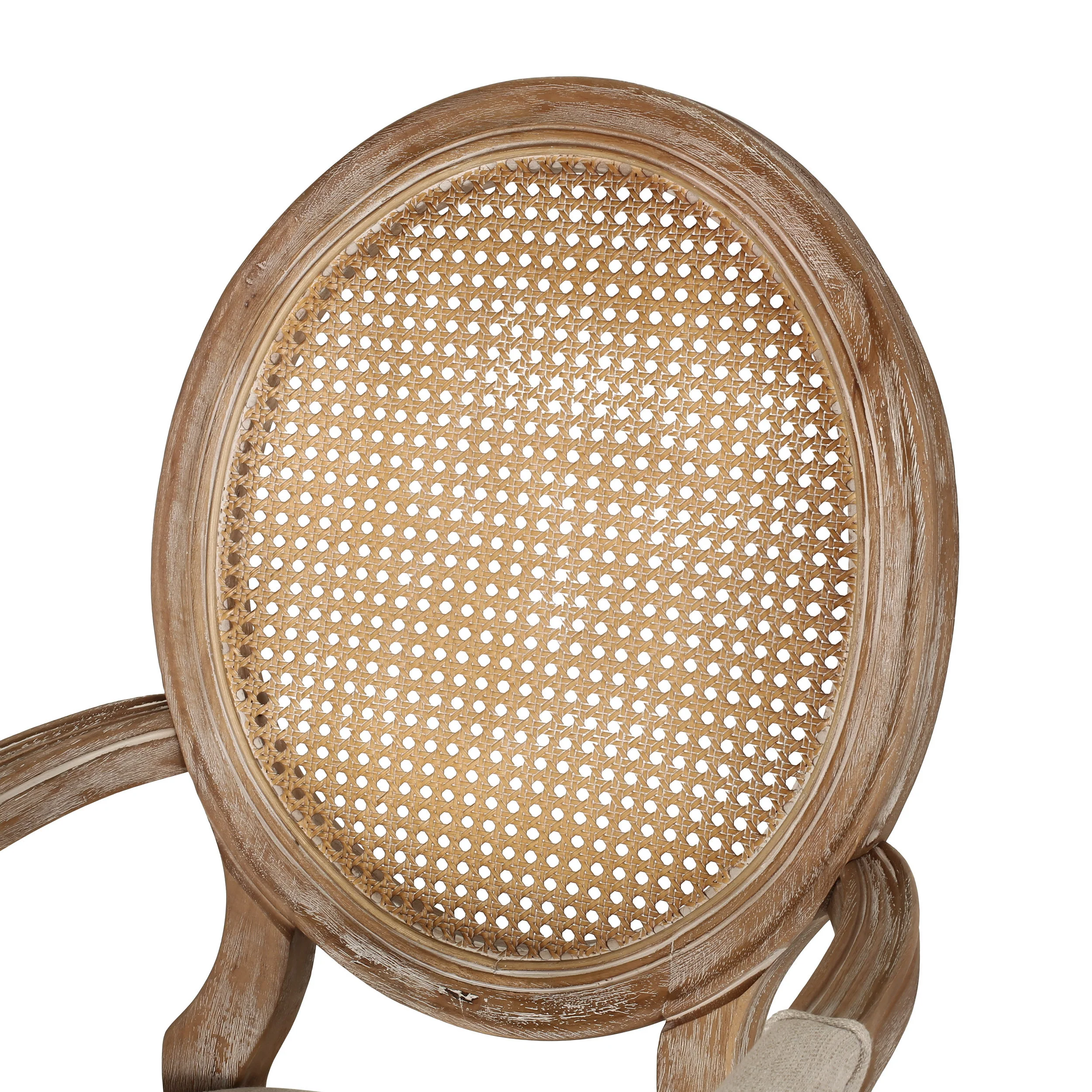 Aisenbrey French Country Wood and Cane Upholstered Dining Chair - furnishings