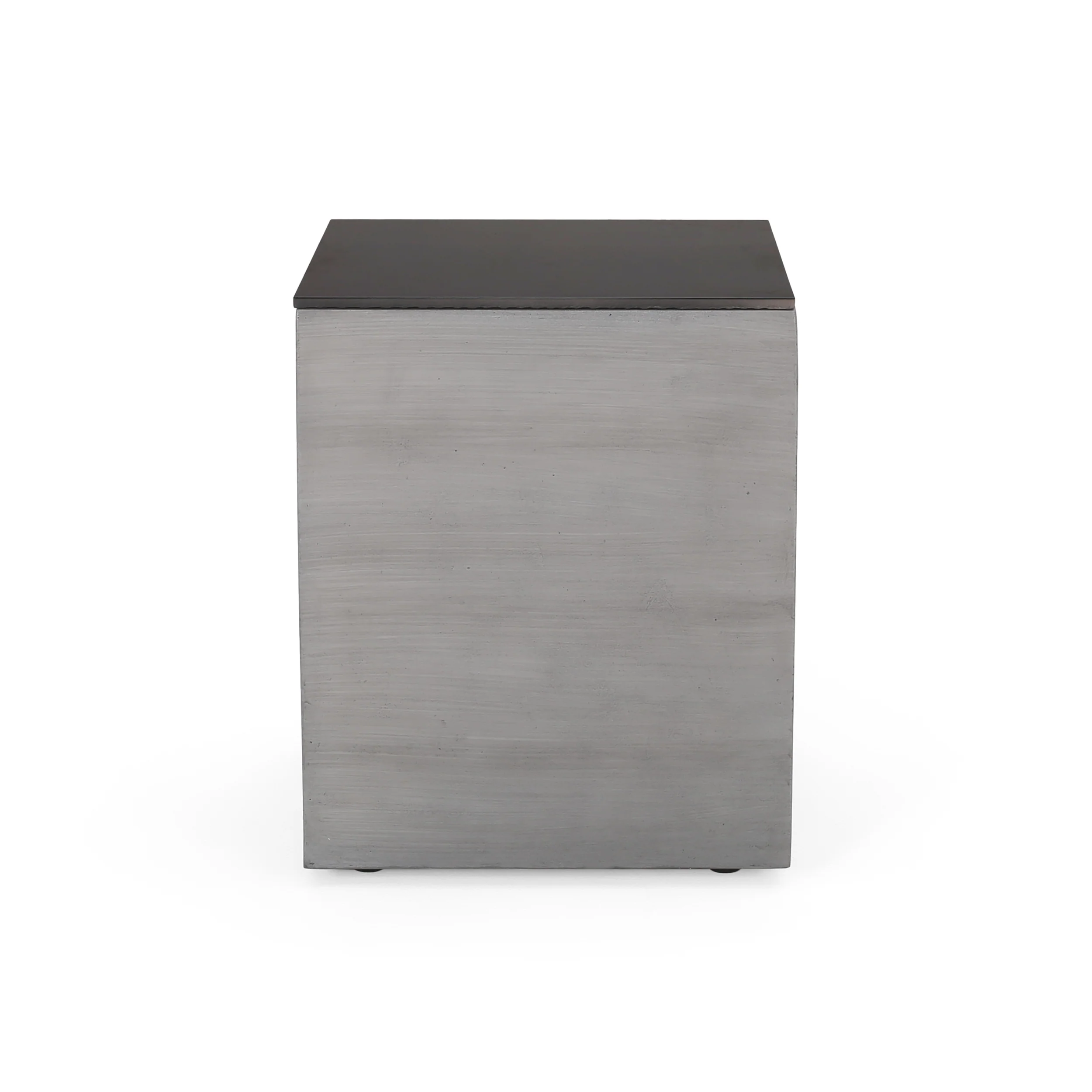 Harmon Outdoor Lightweight Concrete and Ceramic Tank Holder Side Table, Dark Gray and Black - furnishings