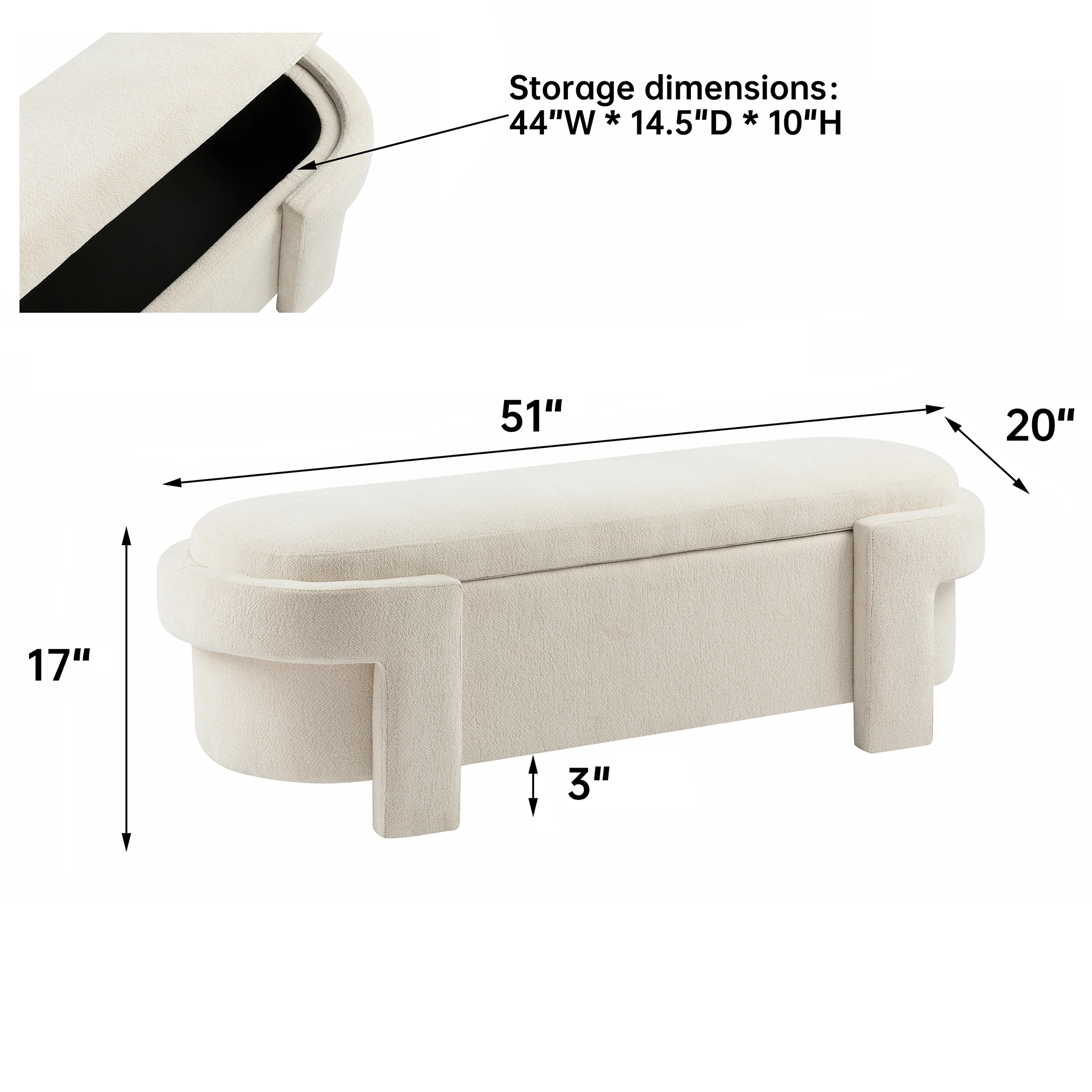 Ethan Upholstered Fabric Storage Ottoman Bench Foot Rest Stool - furnishings