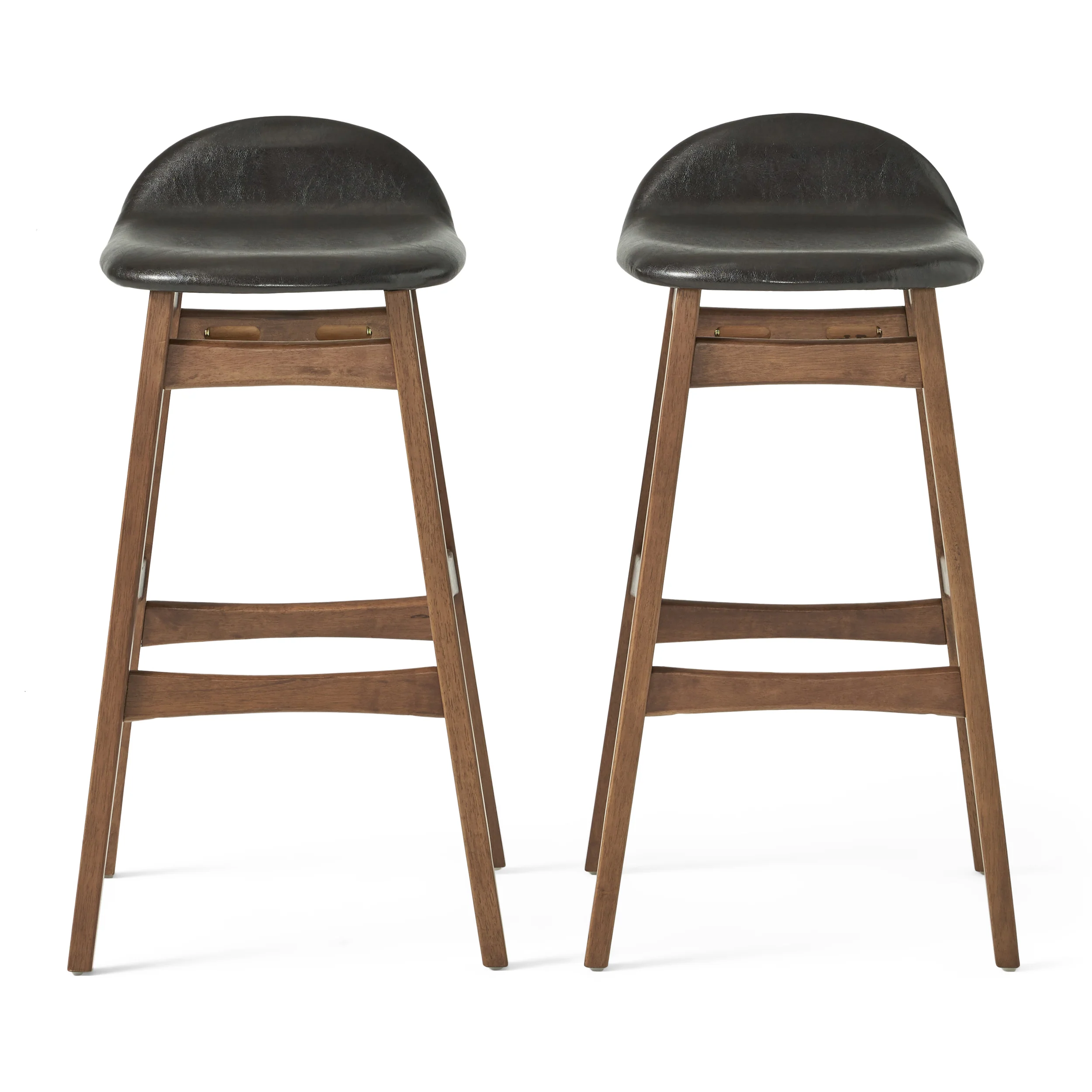 Margaret Dark Brown Leather/ Walnut Finish 30-Inch Bar Stool (Set of 2) - furnishings