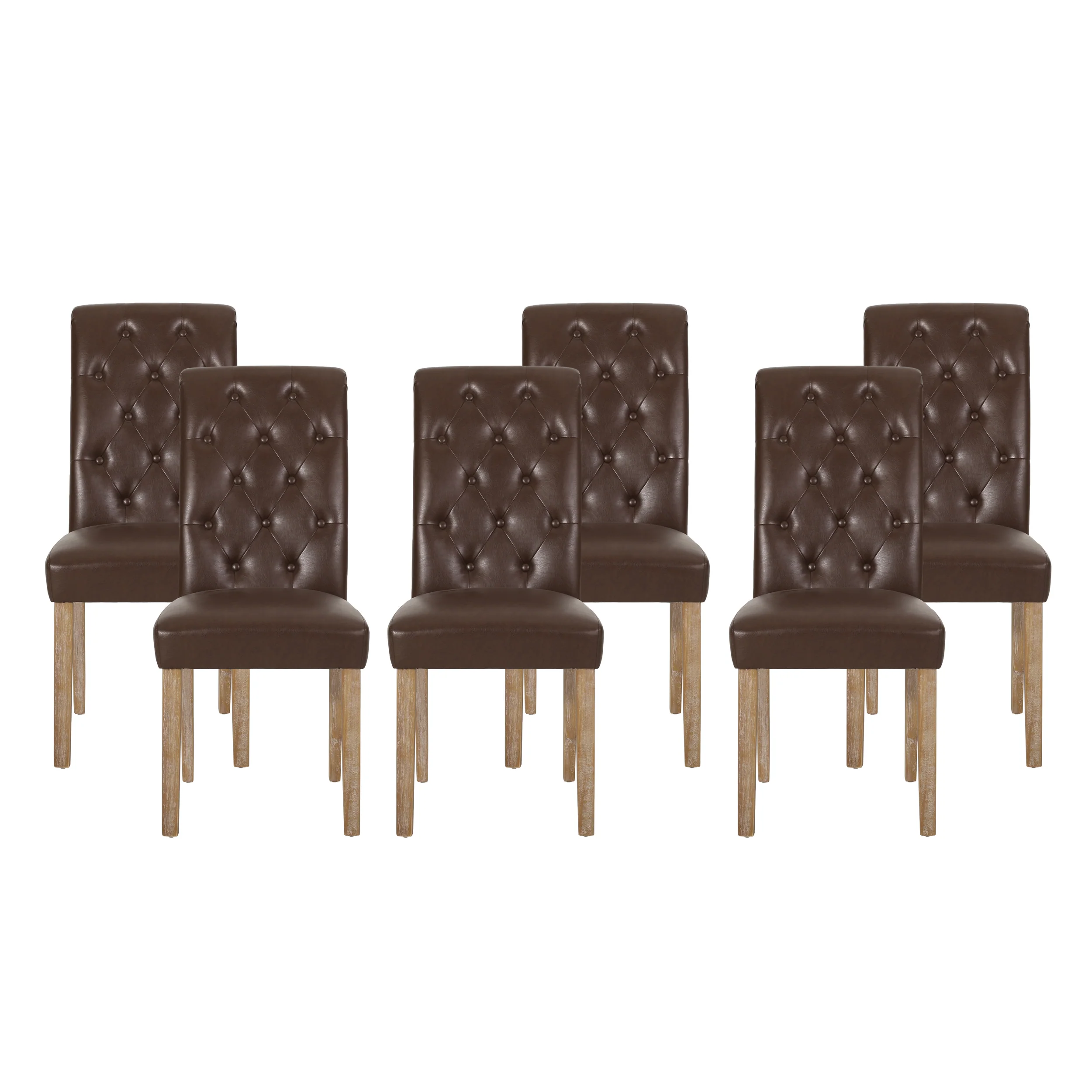 Larkspur Contemporary Faux Leather Tufted Dining Chairs, Set of 6 - furnishings