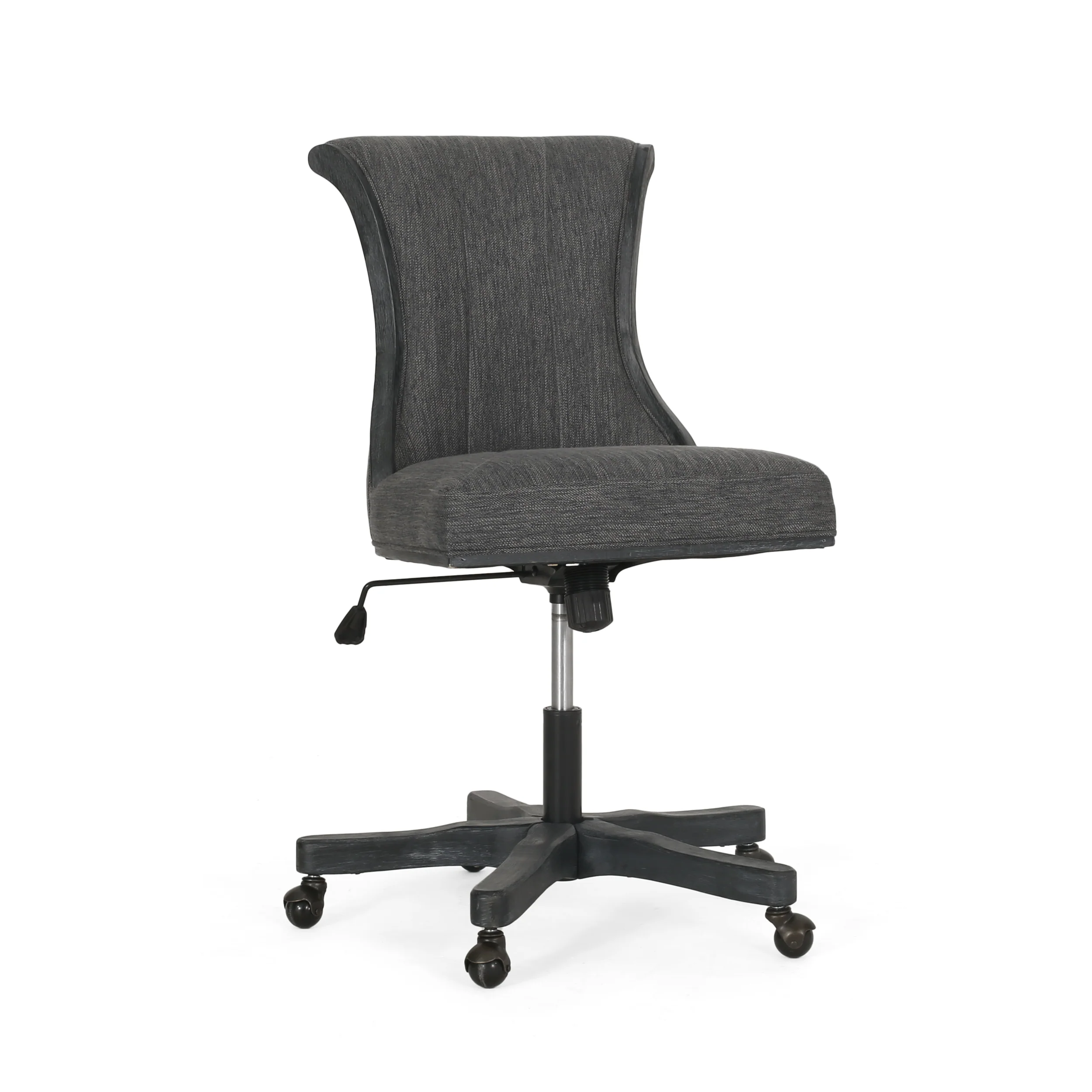 Andrea Contemporary Upholstered Roll Back Swivel Office Chair - furnishings