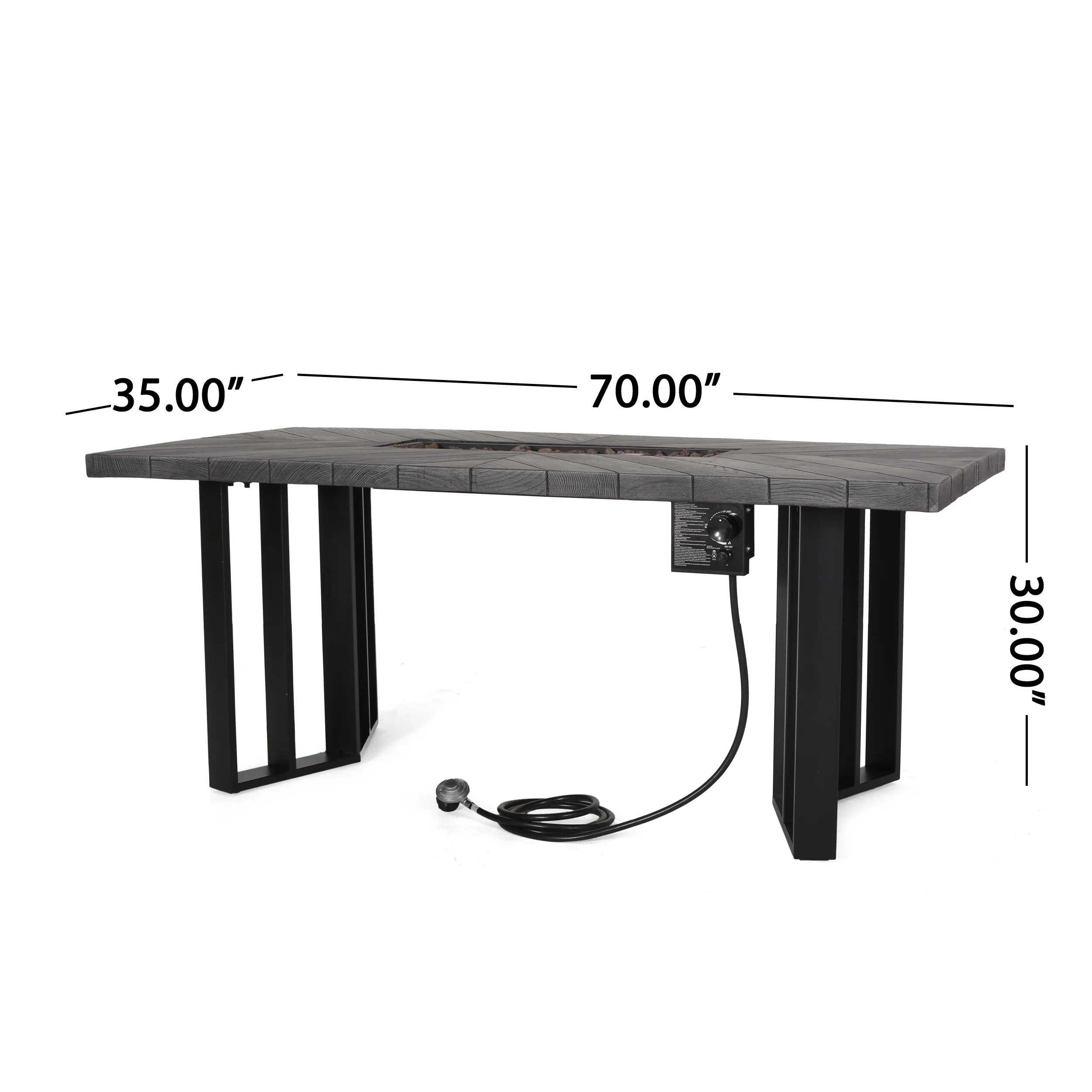 Holdaway Outdoor 40,000 BTU Fire Pit Dining Table with Tank Holder, Textured Gray Oak, Black, and Dark Gray - furnishings