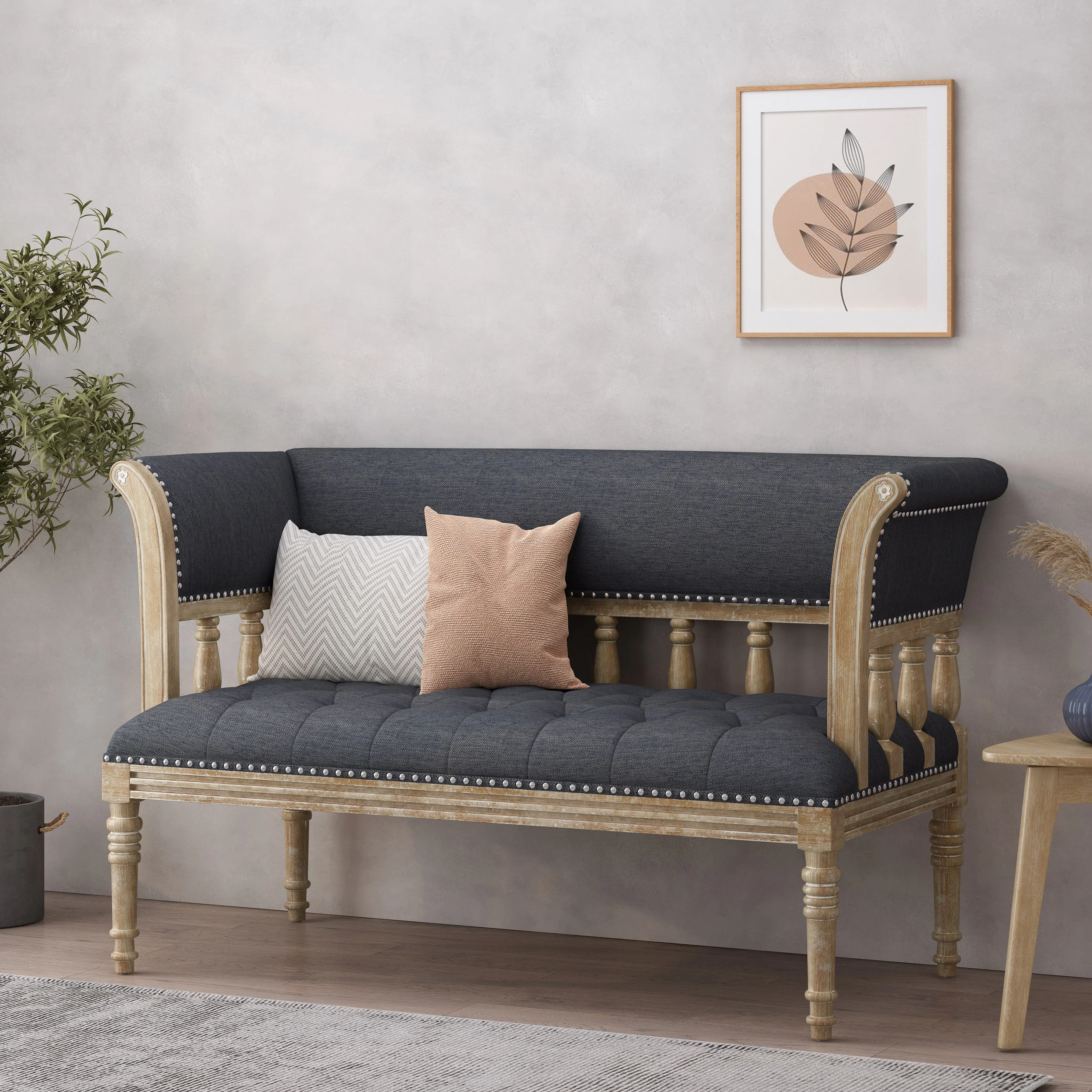 Niemi Traditional Upholstered Tufted Loveseat - furnishings