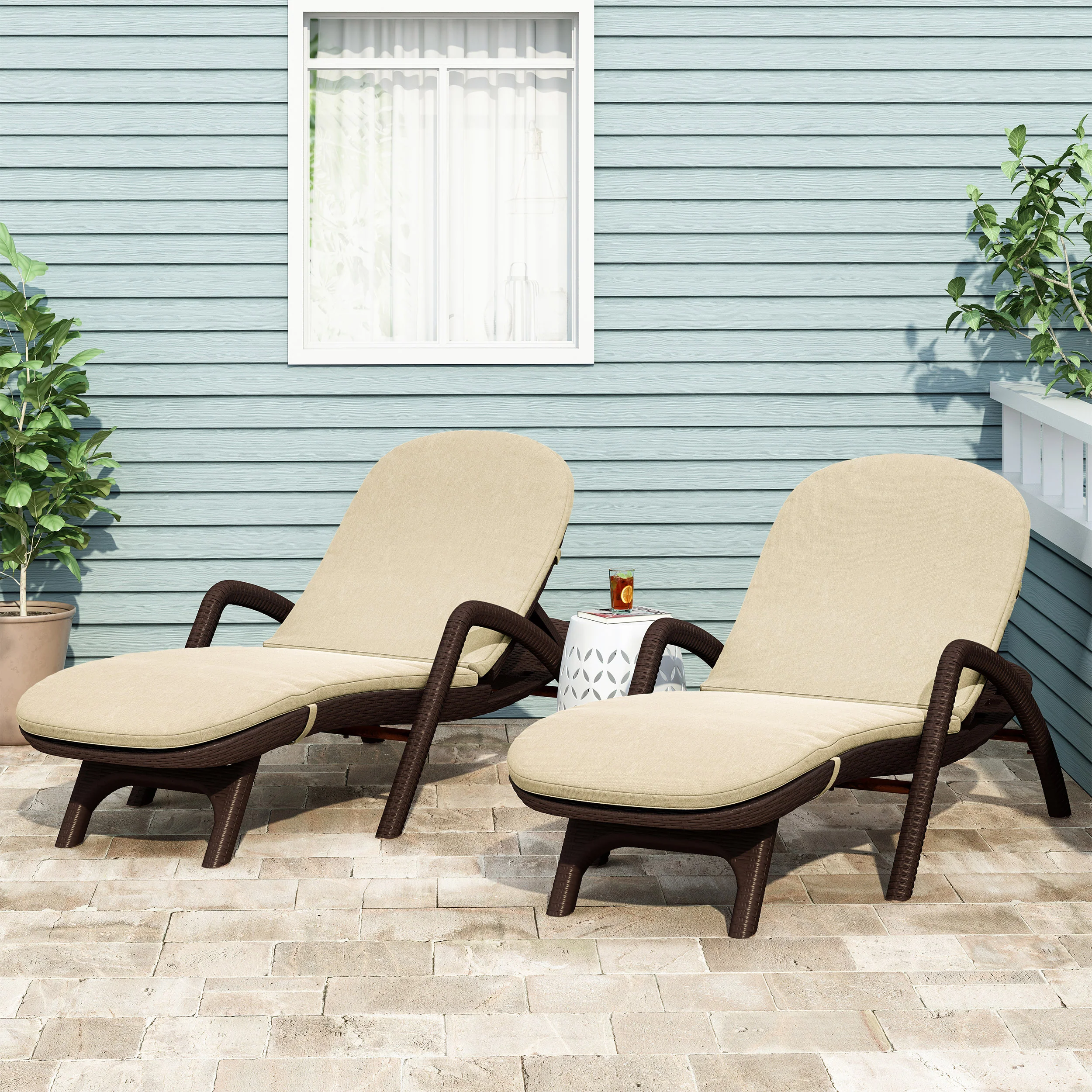 Farirra Outdoor Water Resistant Chaise Lounge Cushions (Set of 2) - furnishings