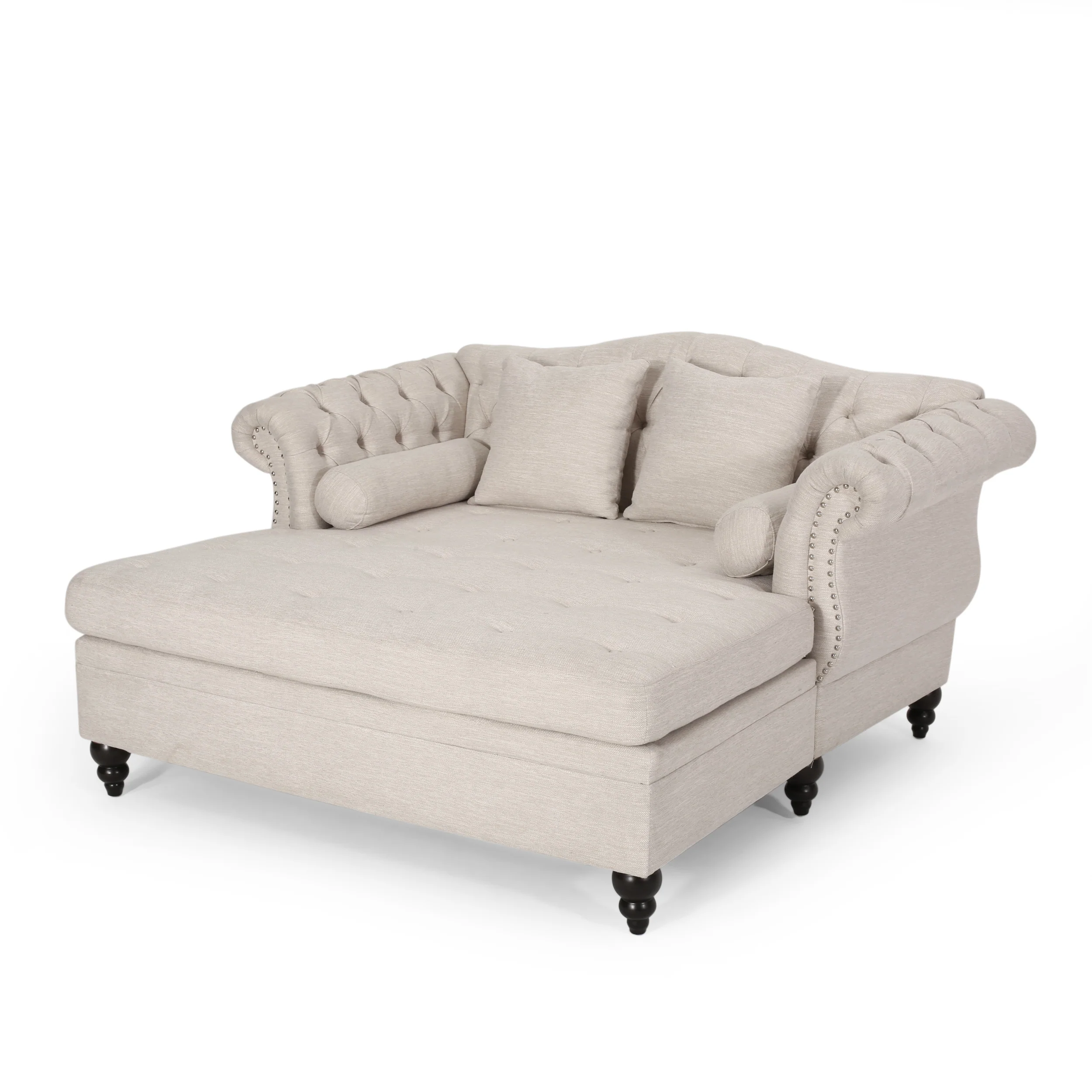 Horeb Contemporary Tufted Double Chaise Lounge with Accent Pillows - furnishings