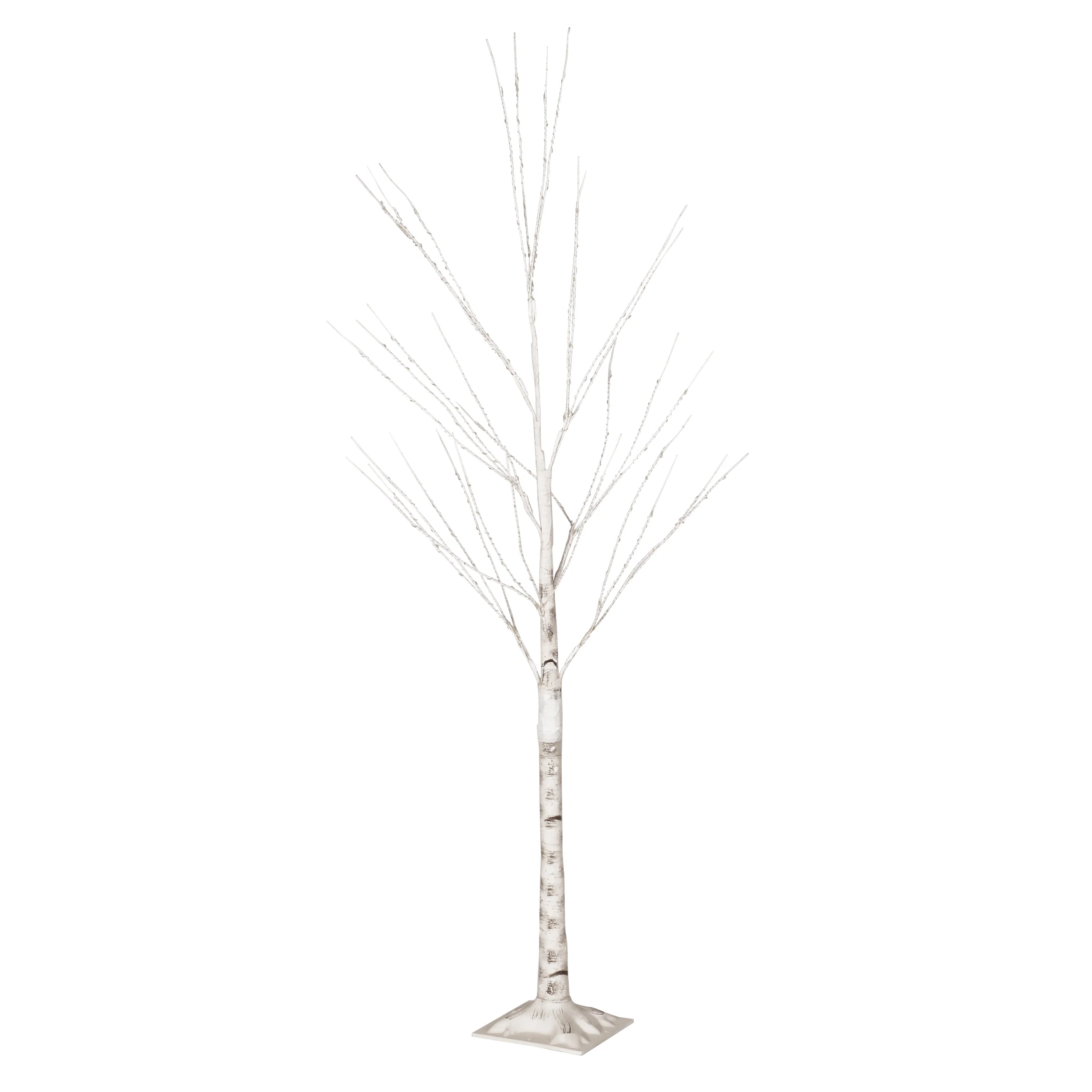 Ammy 5-Foot Pre-Lit 200 Warm White LED Artificial Twig Birch Tree, White - furnishings