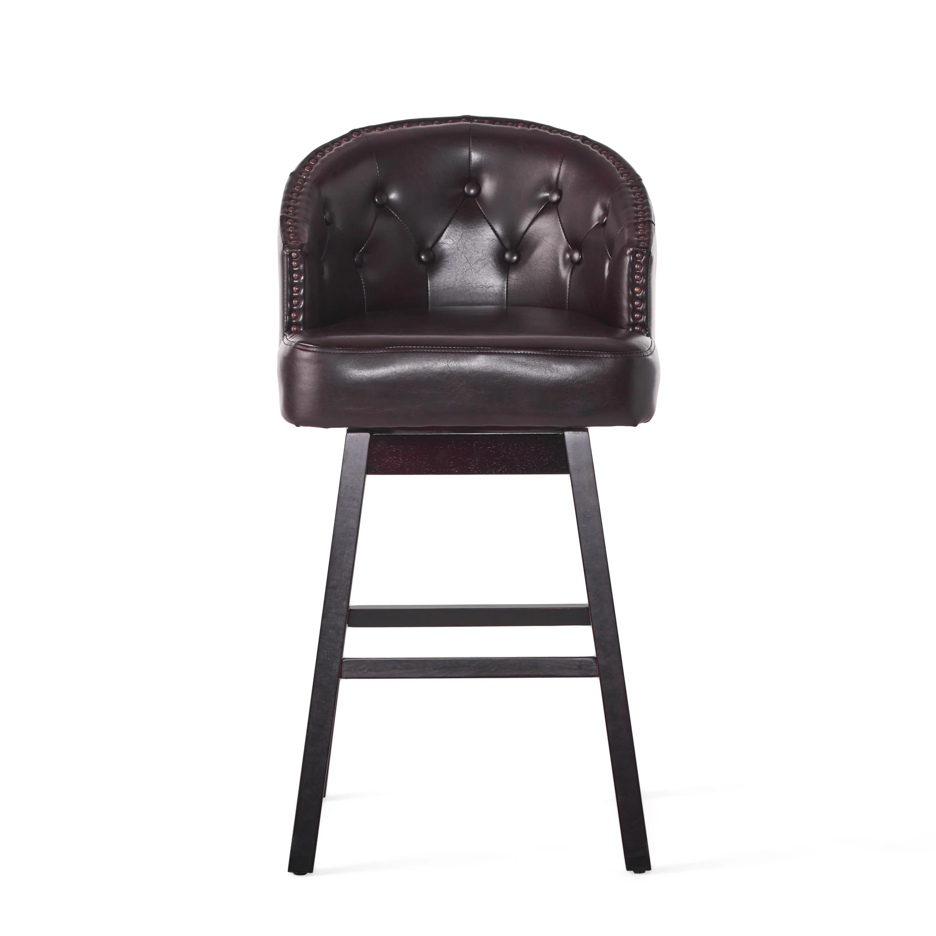 Westman 30-Inch Brown Leather Swivel Backed Barstool (Set of 2) - furnishings