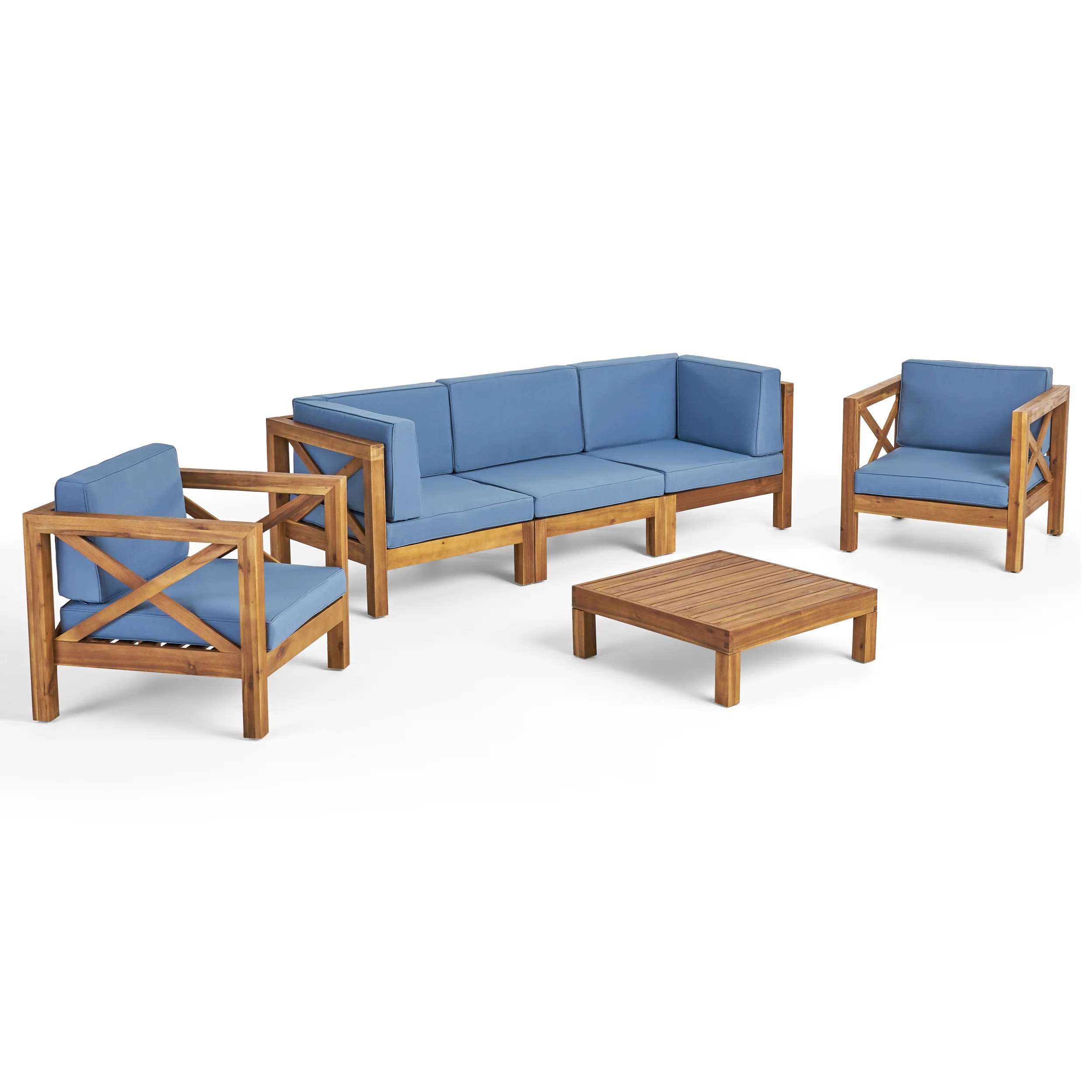Morgan Outdoor 5 Seater Acacia Wood Sofa Chat Set - furnishings