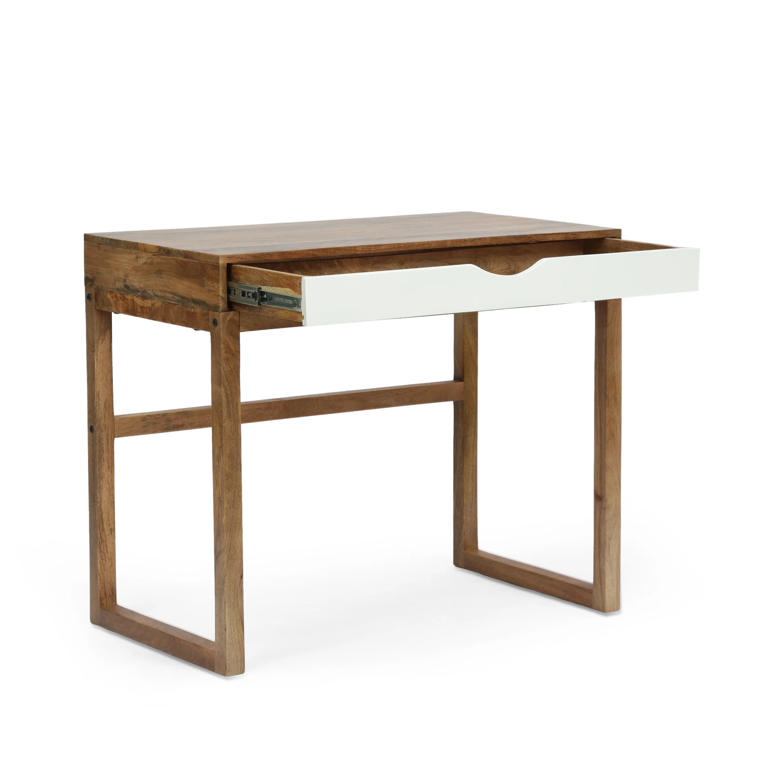 Warrenton Ricketson Contemporary Handcrafted Mango Wood Desk with Storage, Natural and White - furnishings