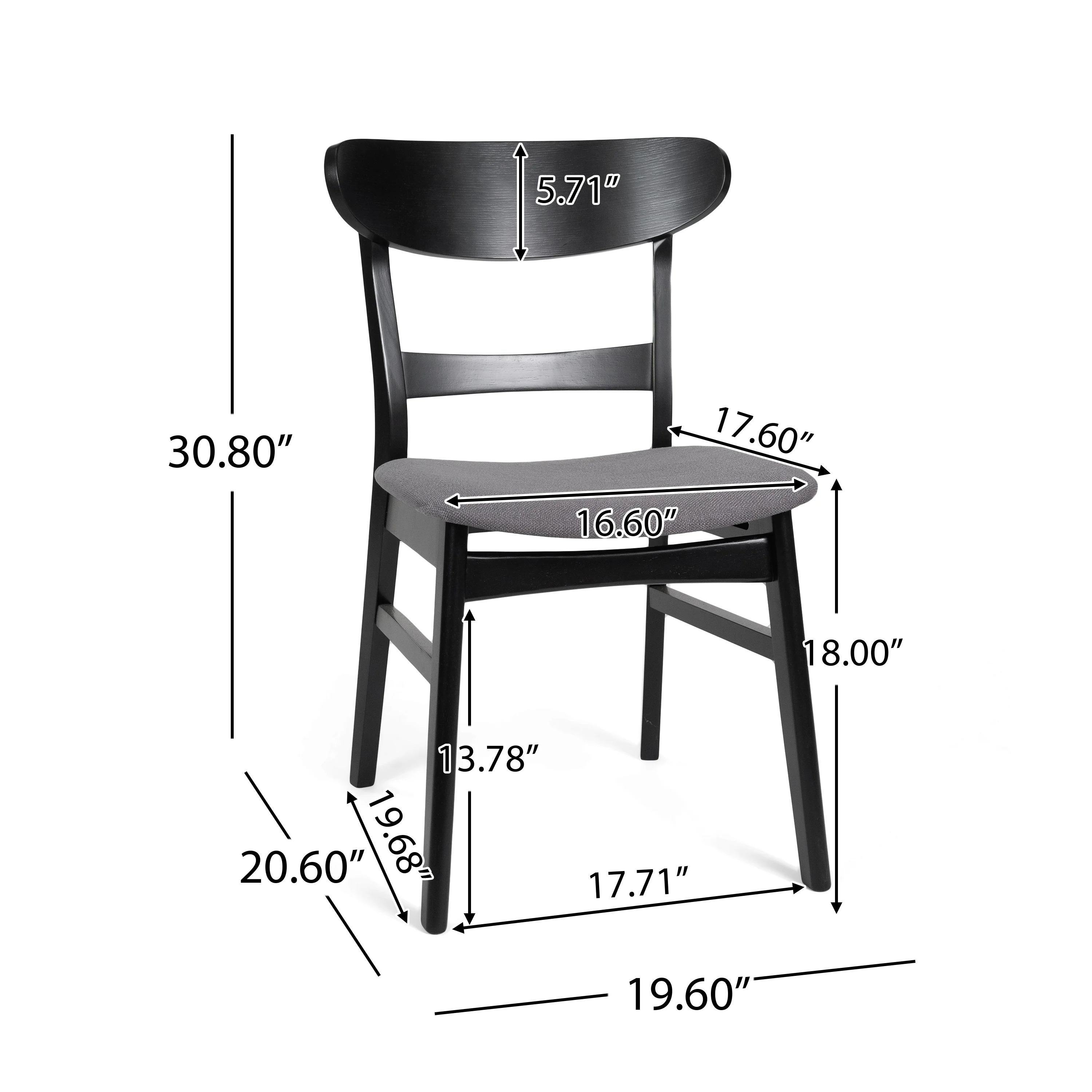 Isador Mid Century Modern Fabric Upholstered Wood Dining Chairs, Set of 2 - furnishings