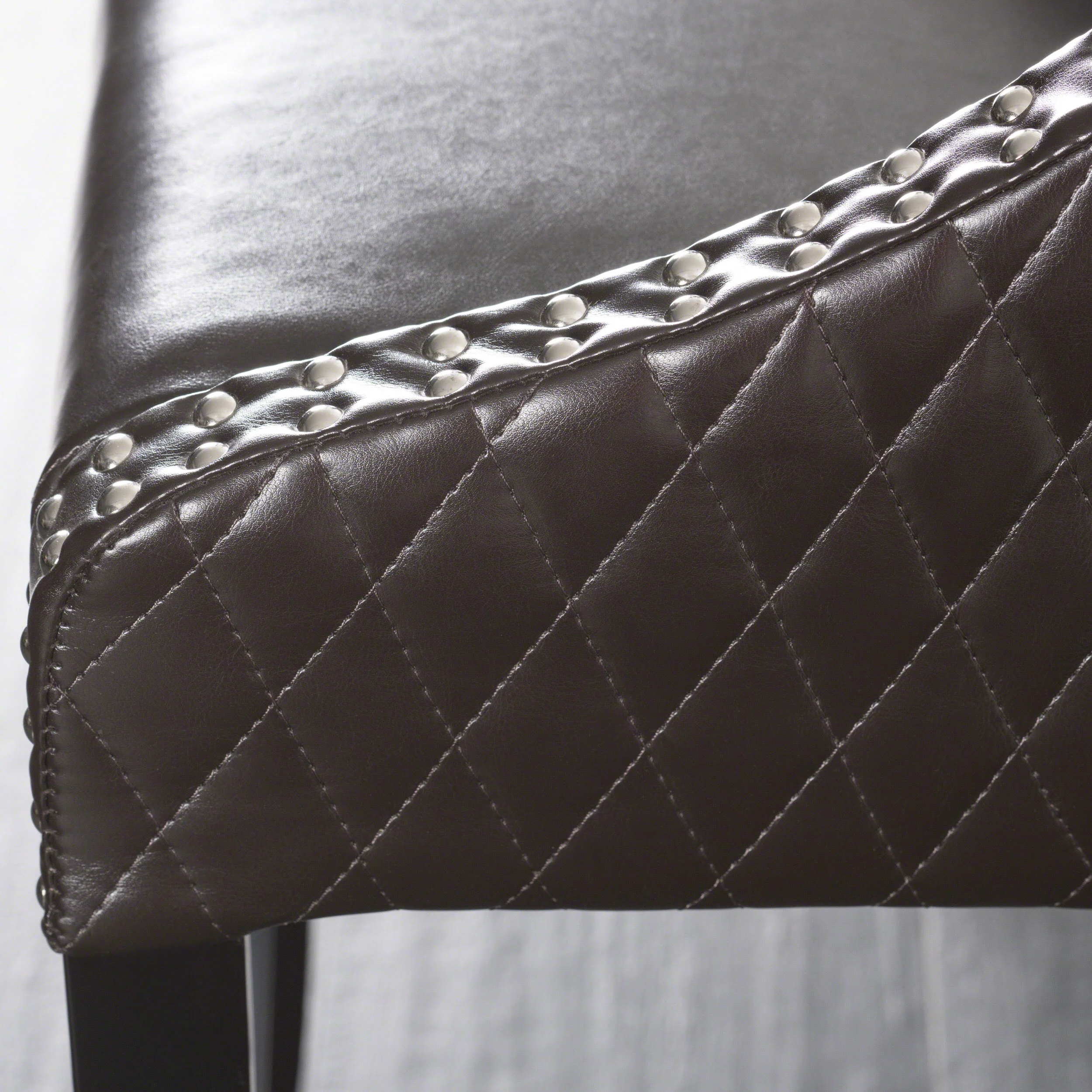 Larue Contemporary Quilted Brown Bonded Leather Barstool with Nailhead Trim - furnishings