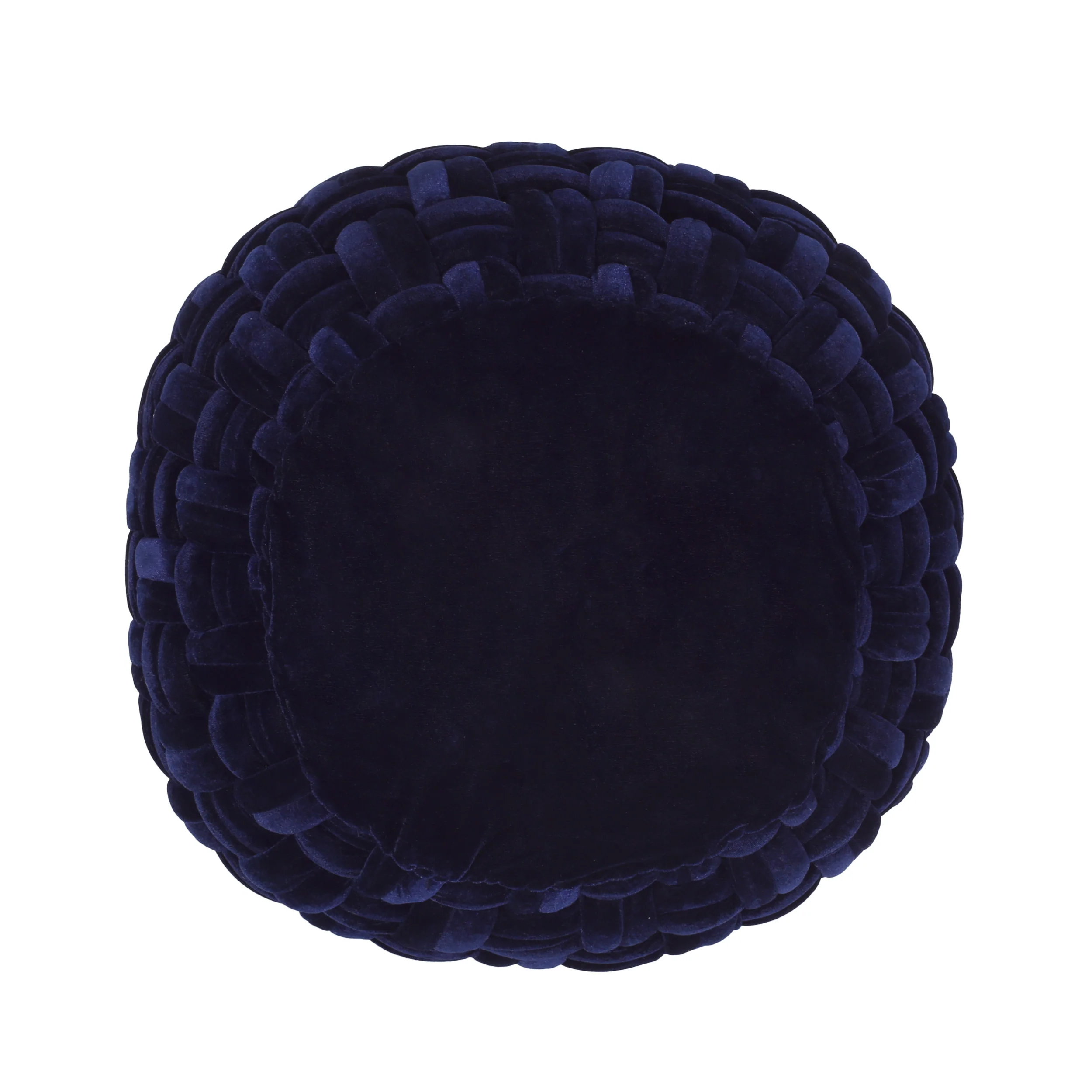 Colerain Modern Glam Handcrafted Cable Weave Velvet Round Pouf - furnishings