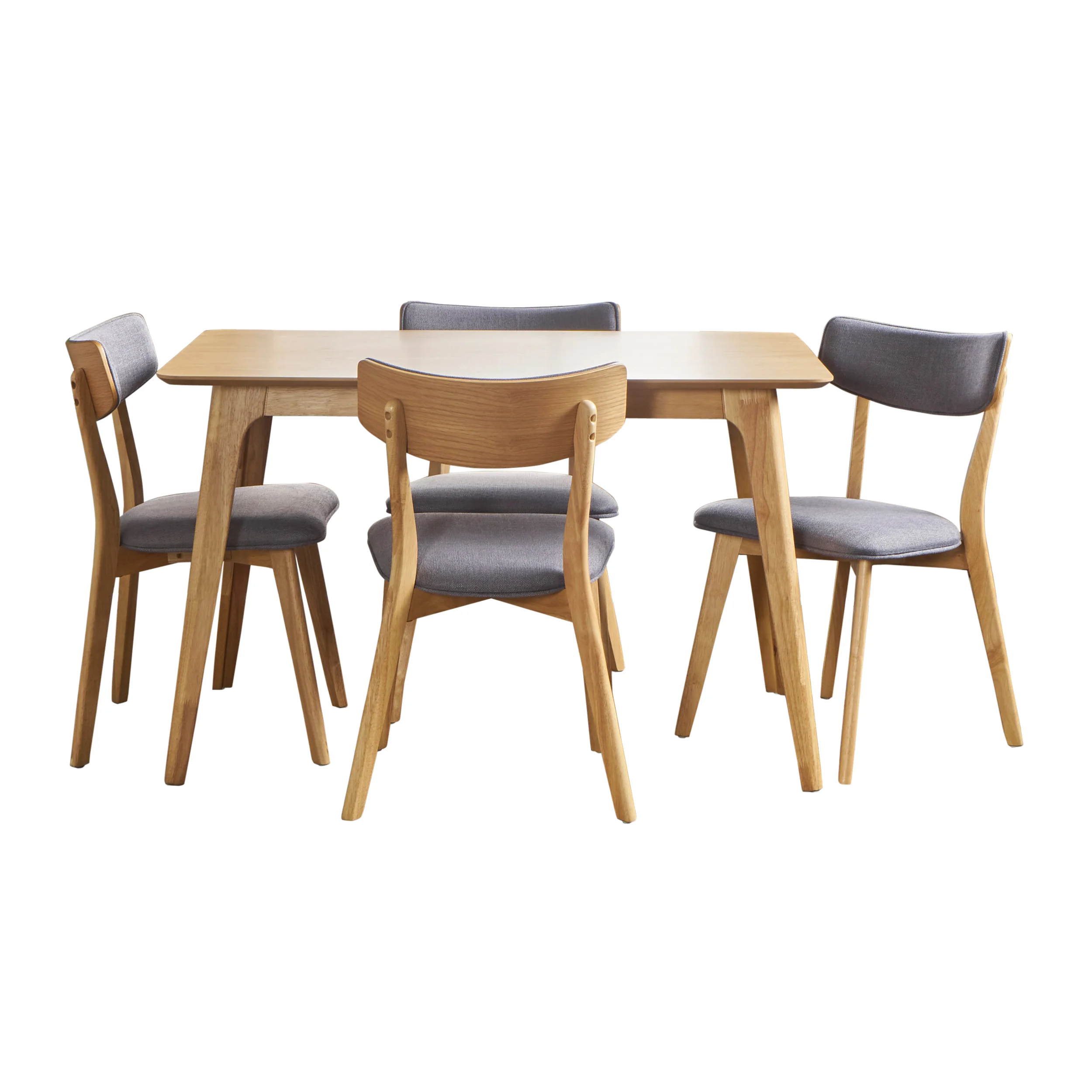 Meanda Mid Century Finished 5 Piece Wood Dining Set with Fabric Chairs - furnishings