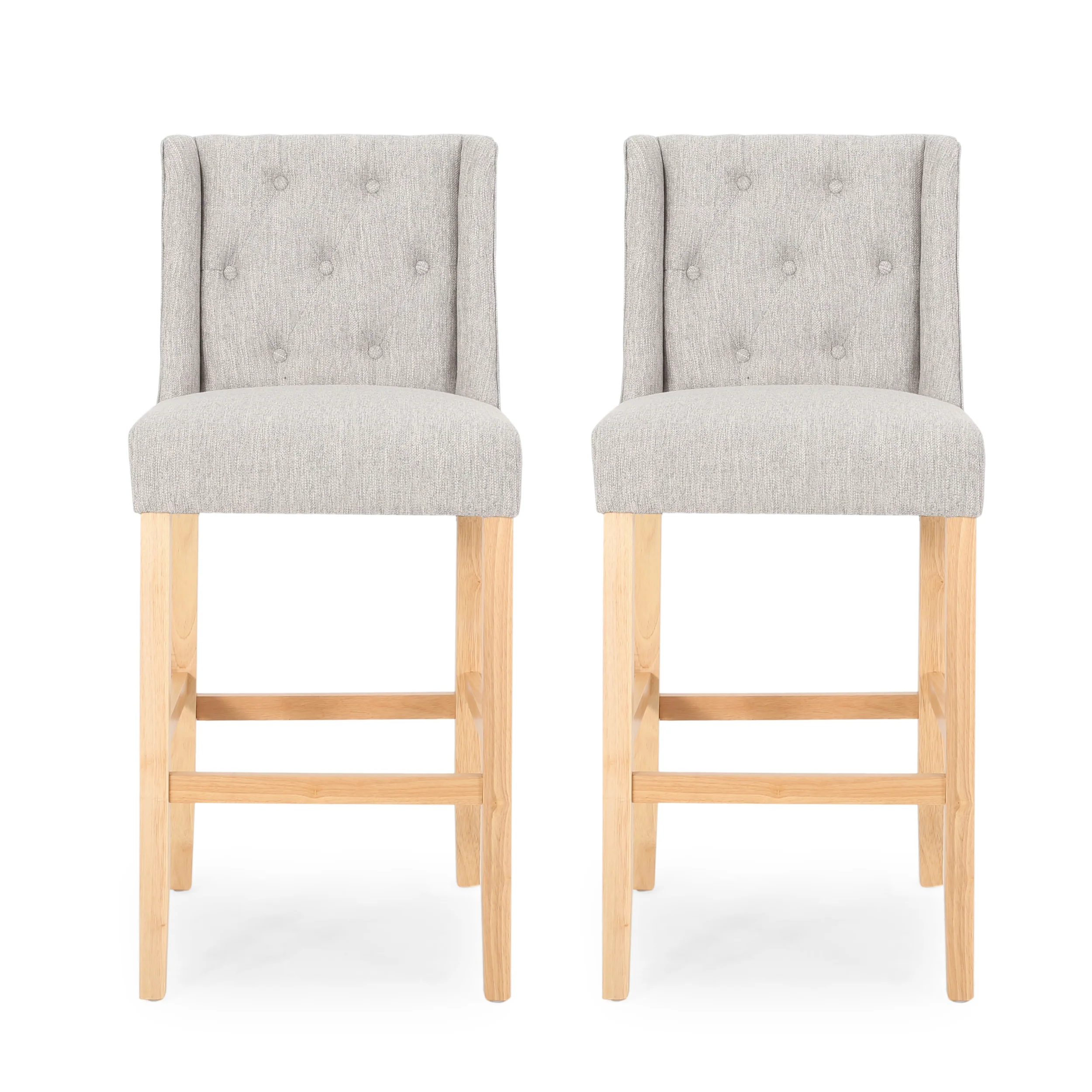 Zaydrian Button Tufted Fabric Wingback Bar Stool (Set of 2) - furnishings