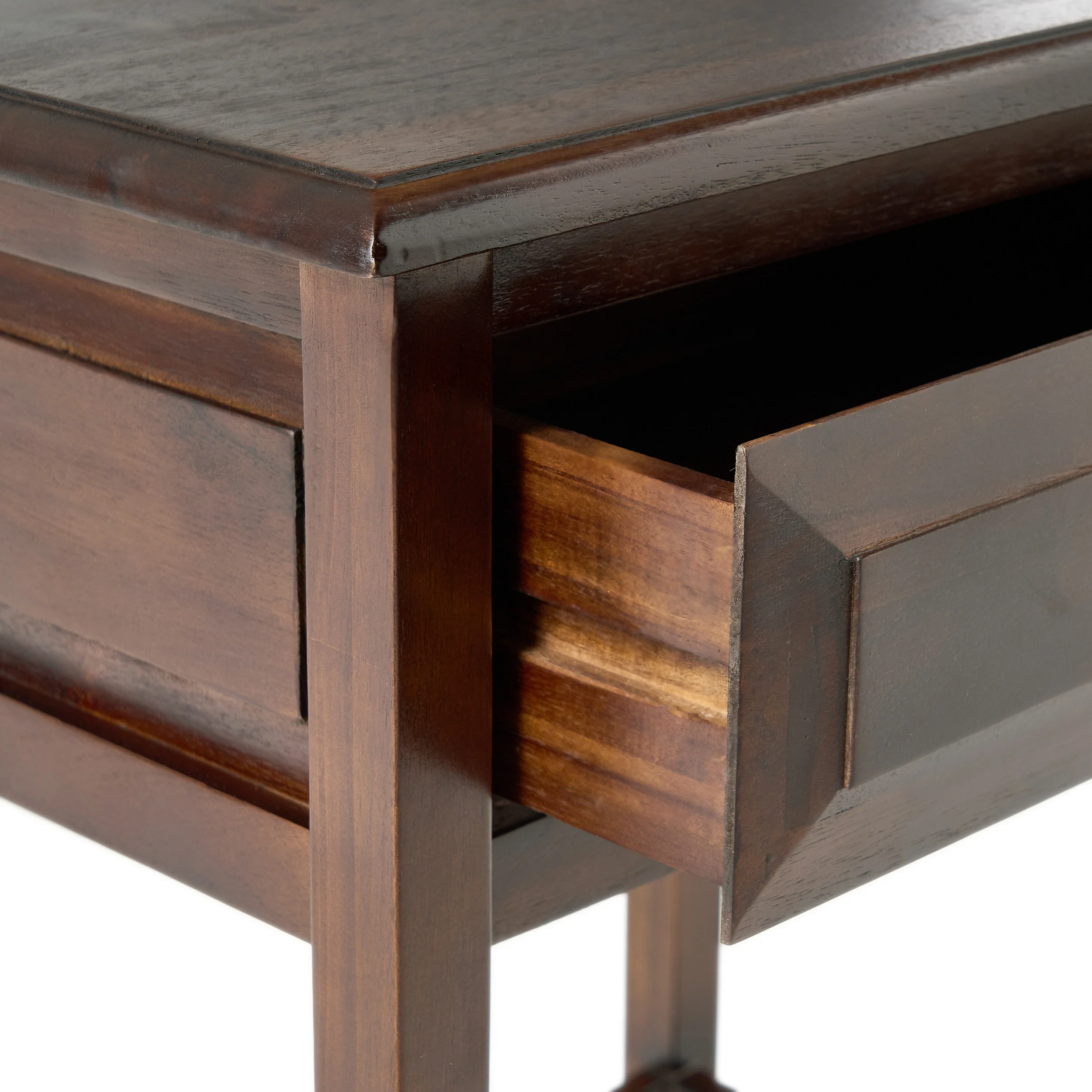 Noah Traditional Brown Mahogany Acacia Wood Accent Table with Top Drawer - furnishings