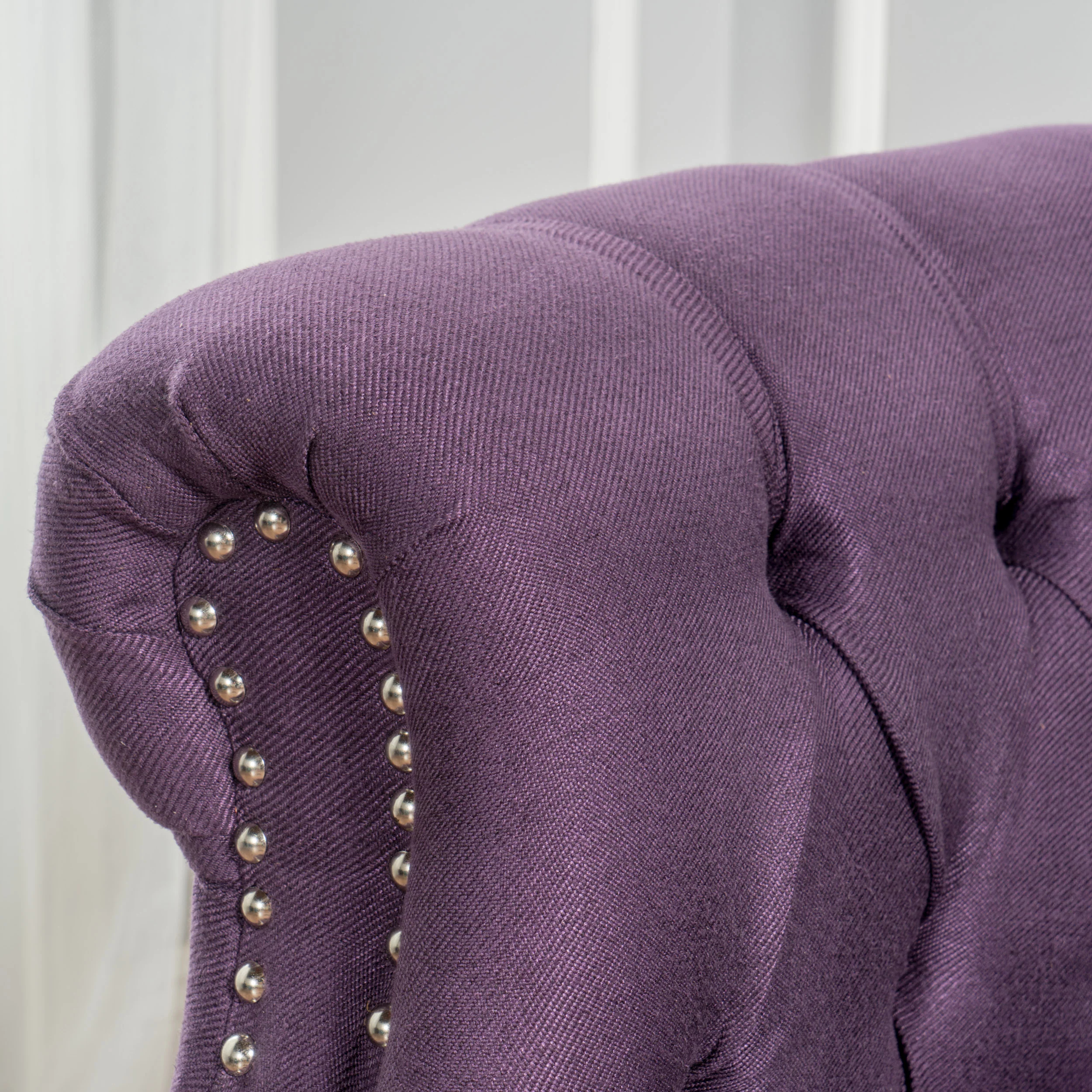 Aries Rolled Back Button Tufted Fabric Tub Design Club Chair - furnishings