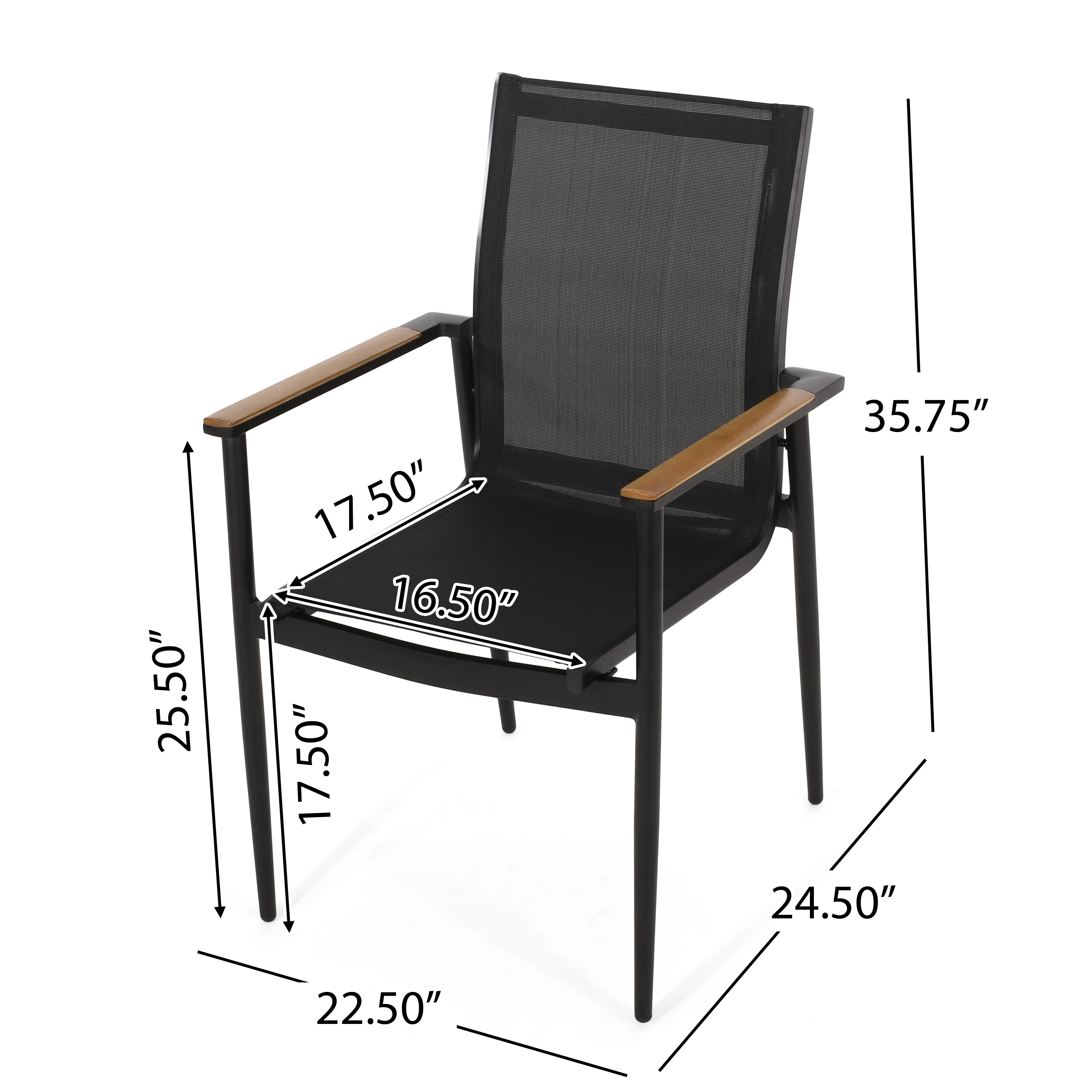 Norcrest Outdoor Mesh and Acacia Wood 5 Piece Dining Set, Black and Teak - furnishings