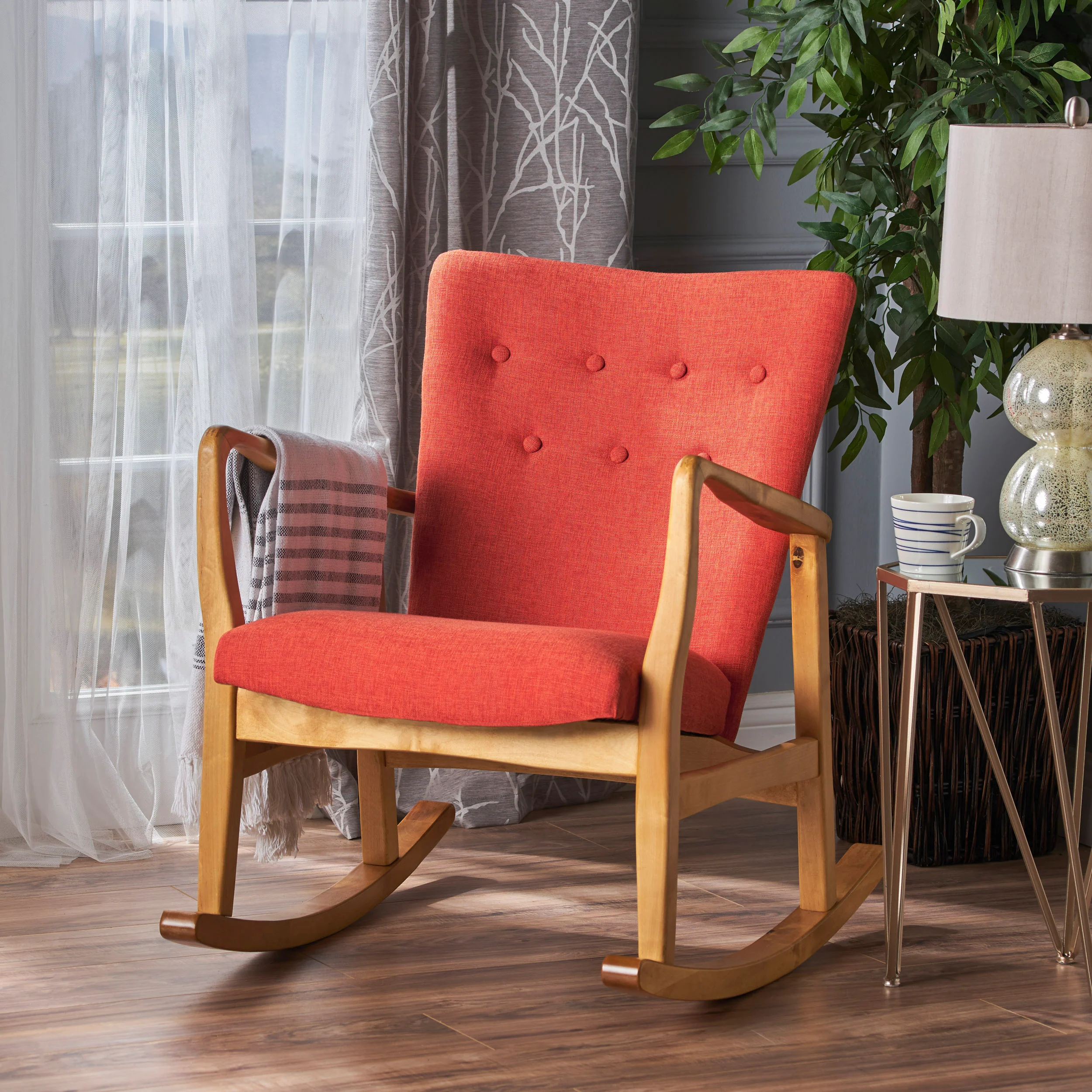 Collin Mid Century Fabric Rocking Chair - furnishings