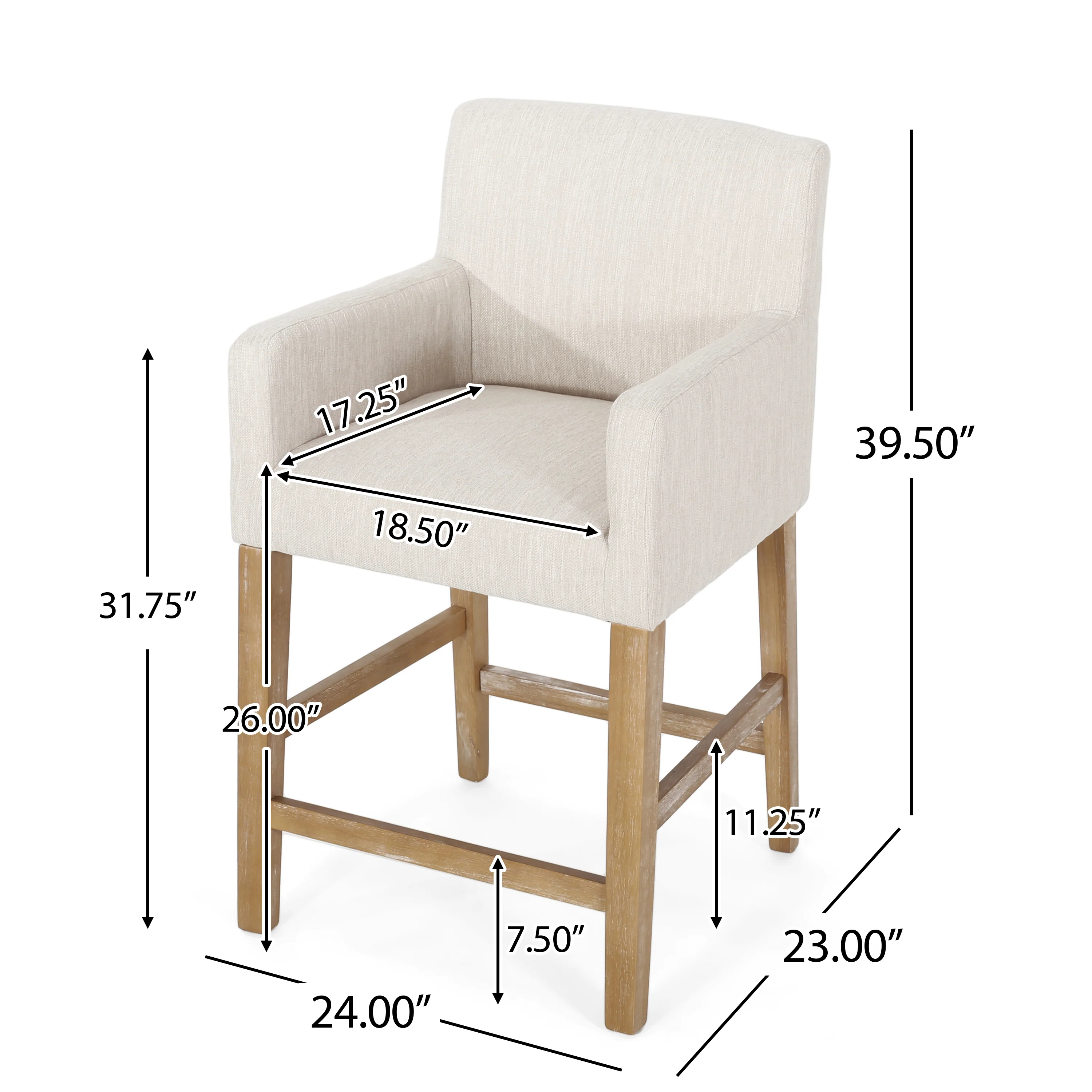 Chaparral Contemporary Fabric Upholstered Wood 26 inch Counter Stool - furnishings