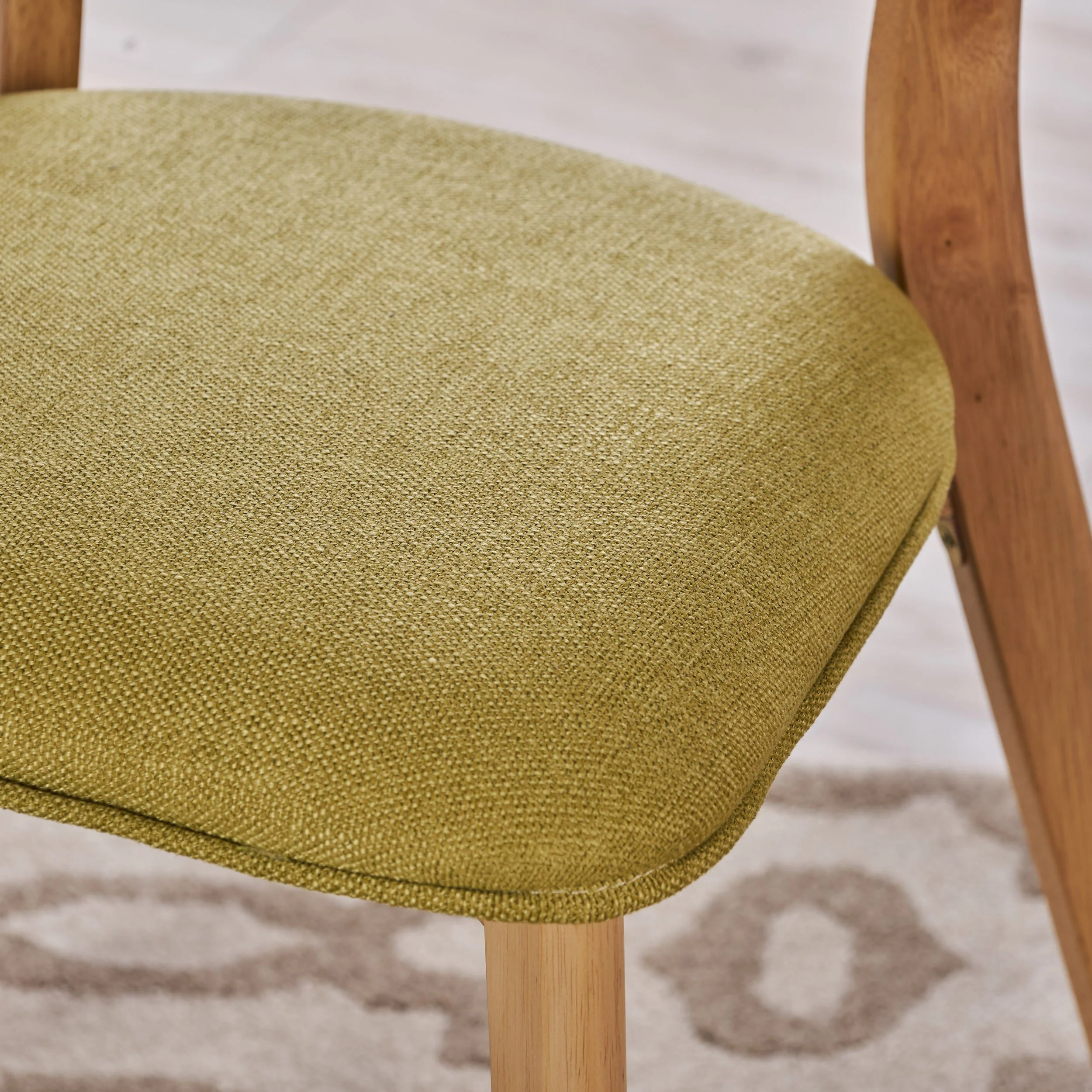 Turat Mid Century Fabric Dining Chairs with Natural Oak Finish(Set of 2) - furnishings