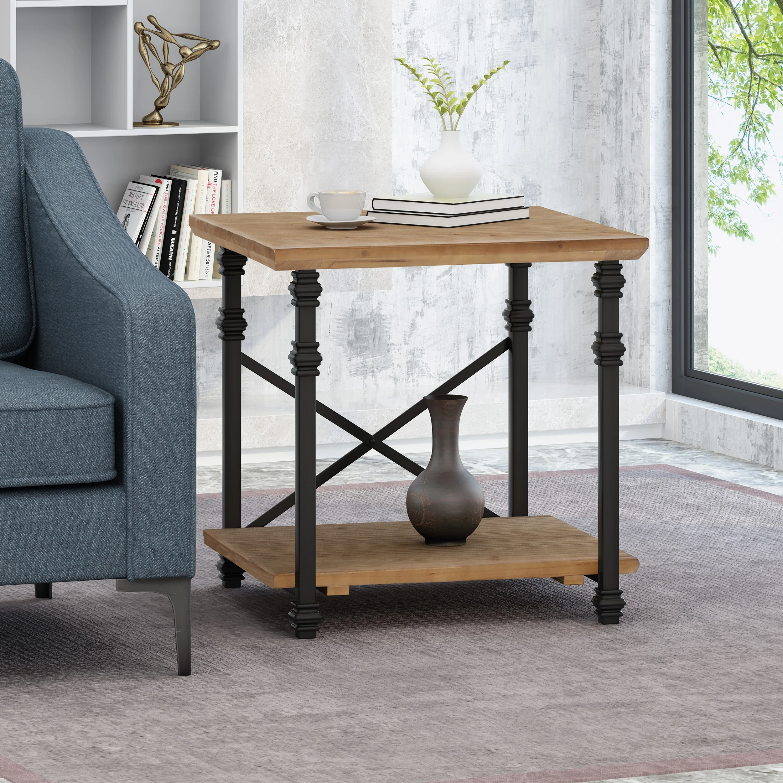 Mckynna Modern Industrial End Table - furnishings