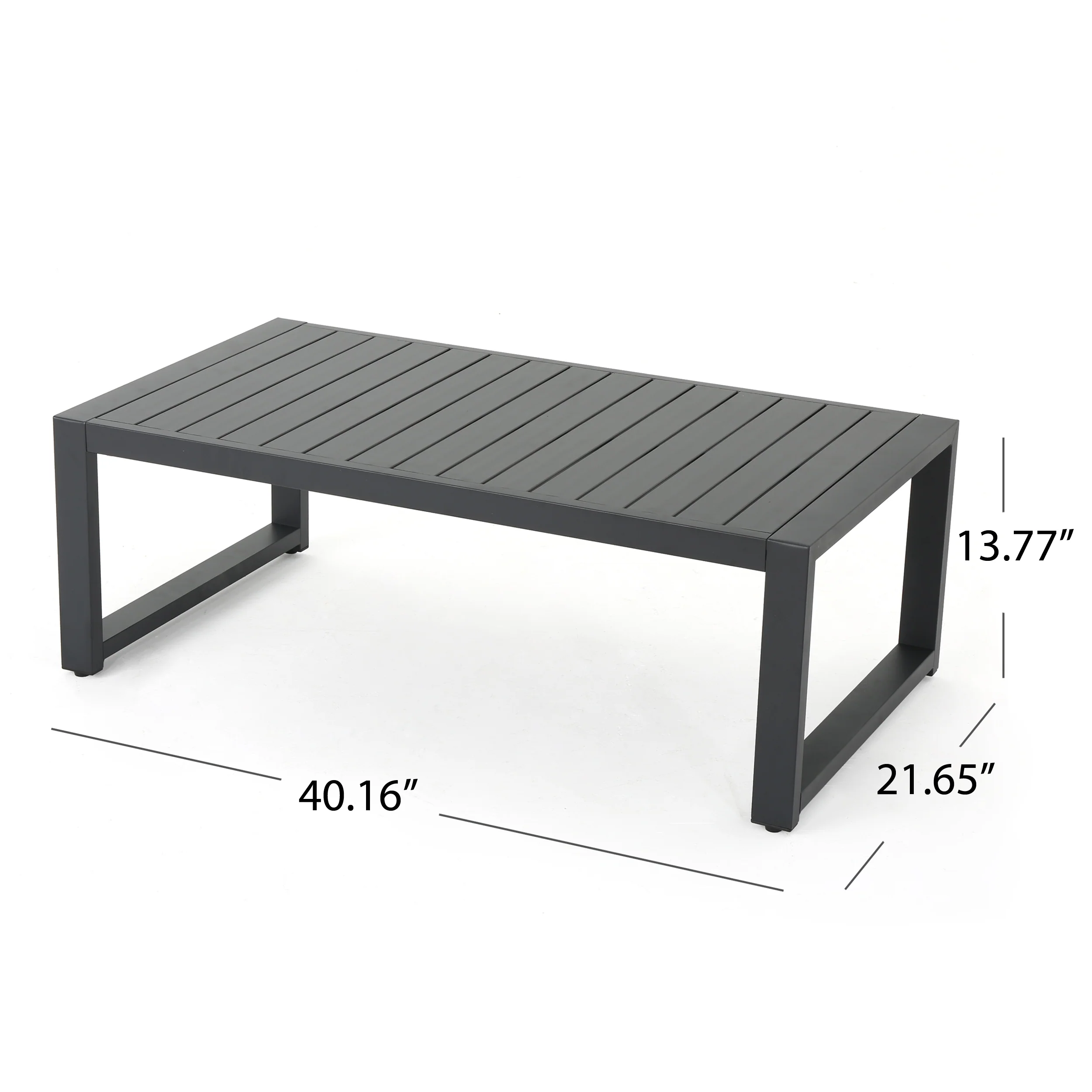 Nealie Modern Outdoor Dark Gray Aluminum Sectional Sofa Set with Black Cushions - furnishings