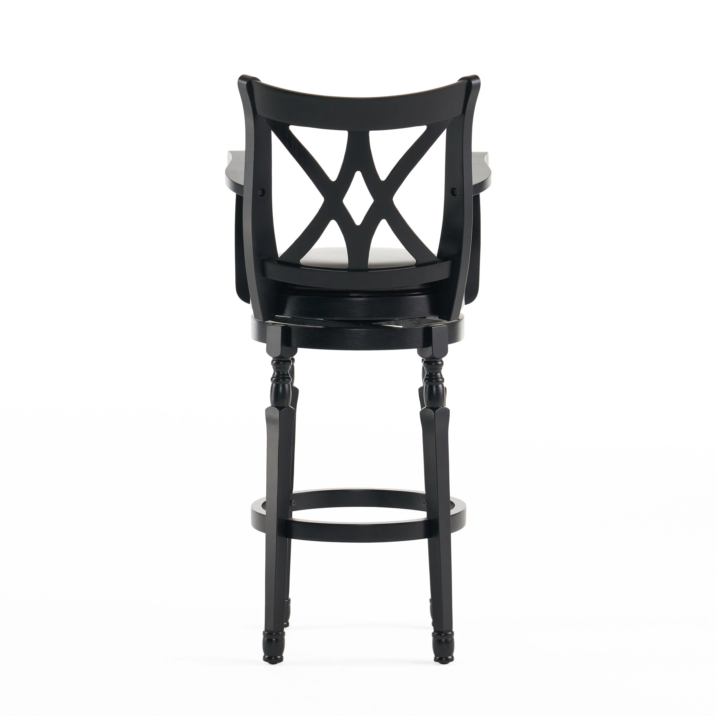 Montreal Farmhouse Black Bonded Leather Swivel Barstool with Arms - furnishings