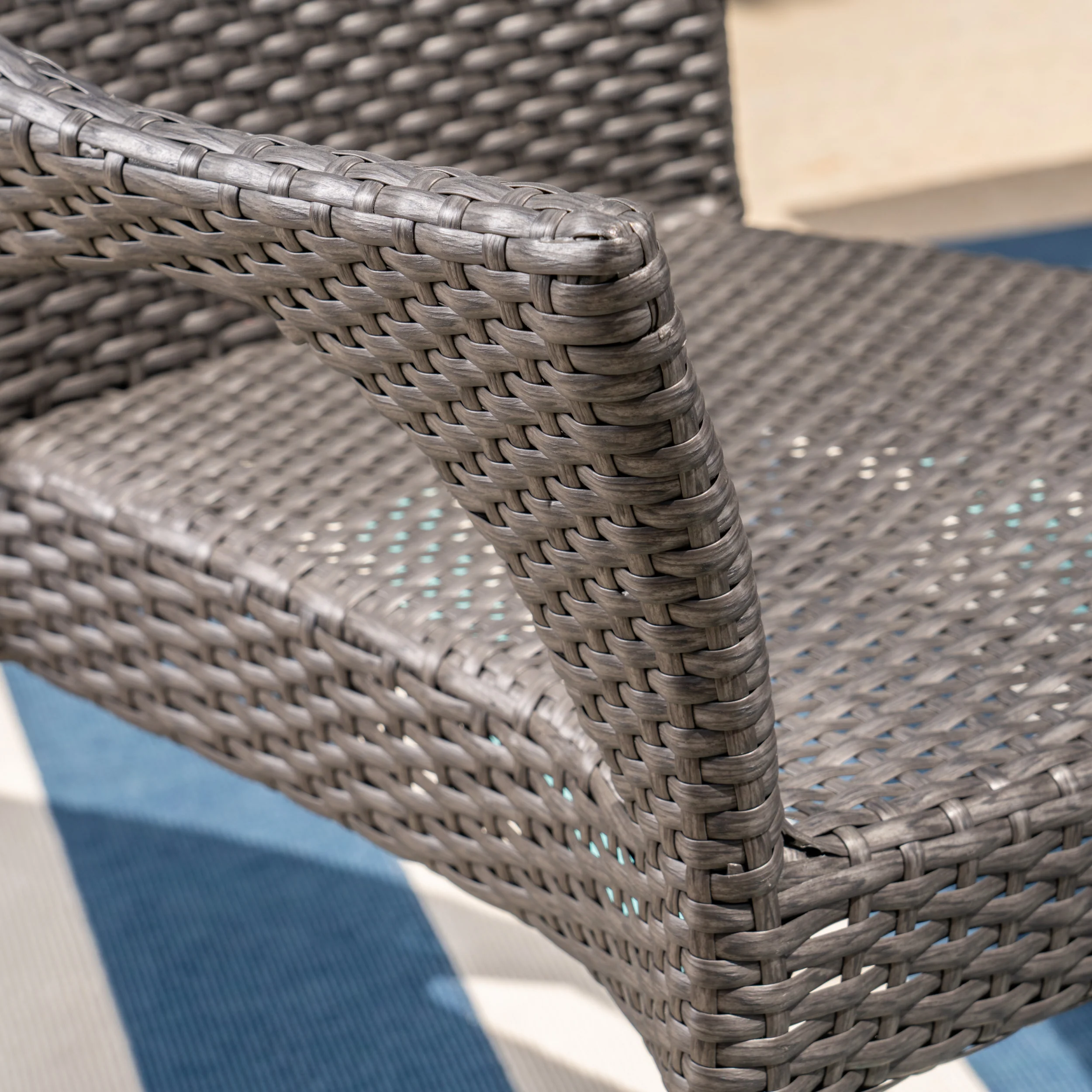 Olivia Outdoor 7 Piece Wicker Dining Set, Grey - furnishings