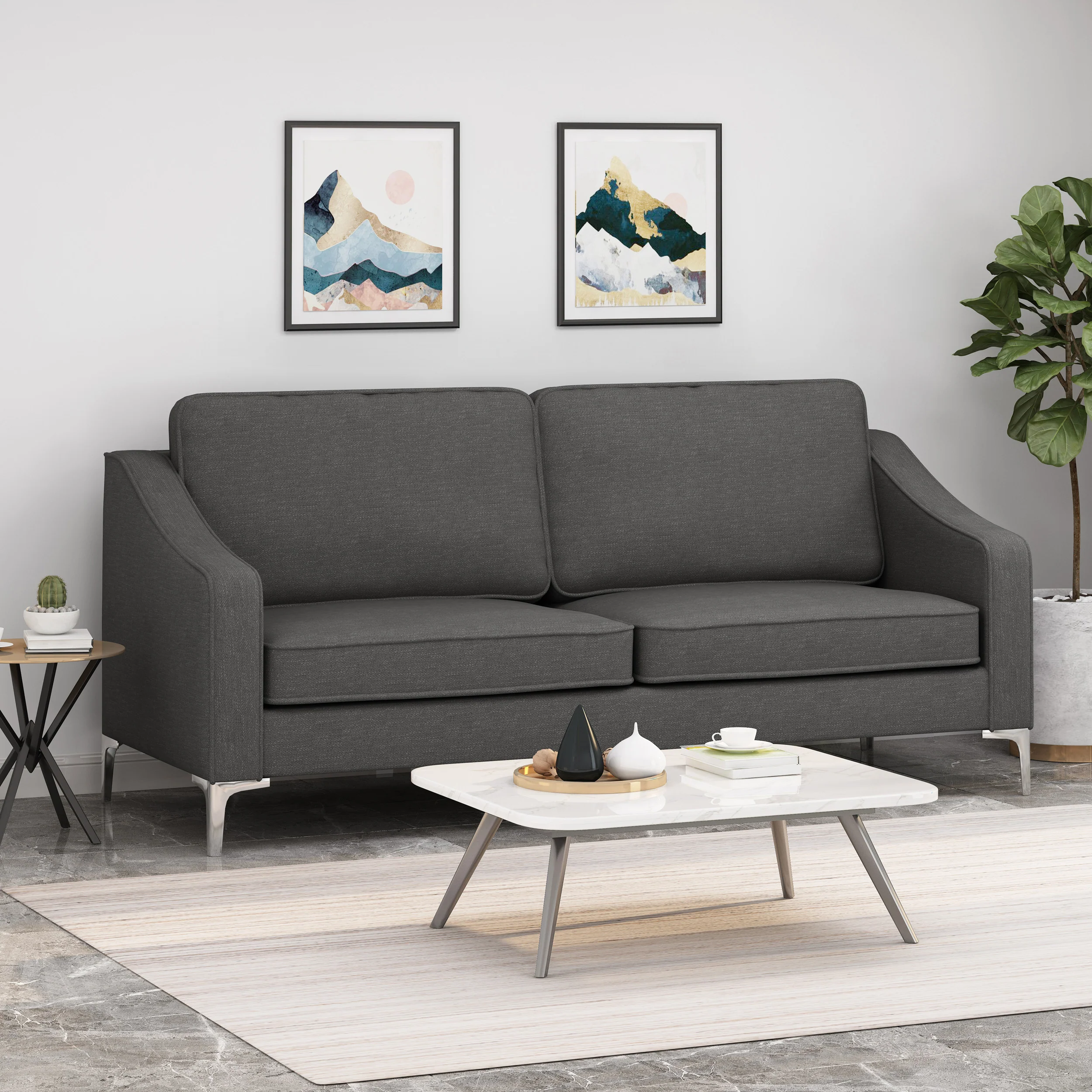 Erick Modern Fabric 3 Seater Sofa - furnishings