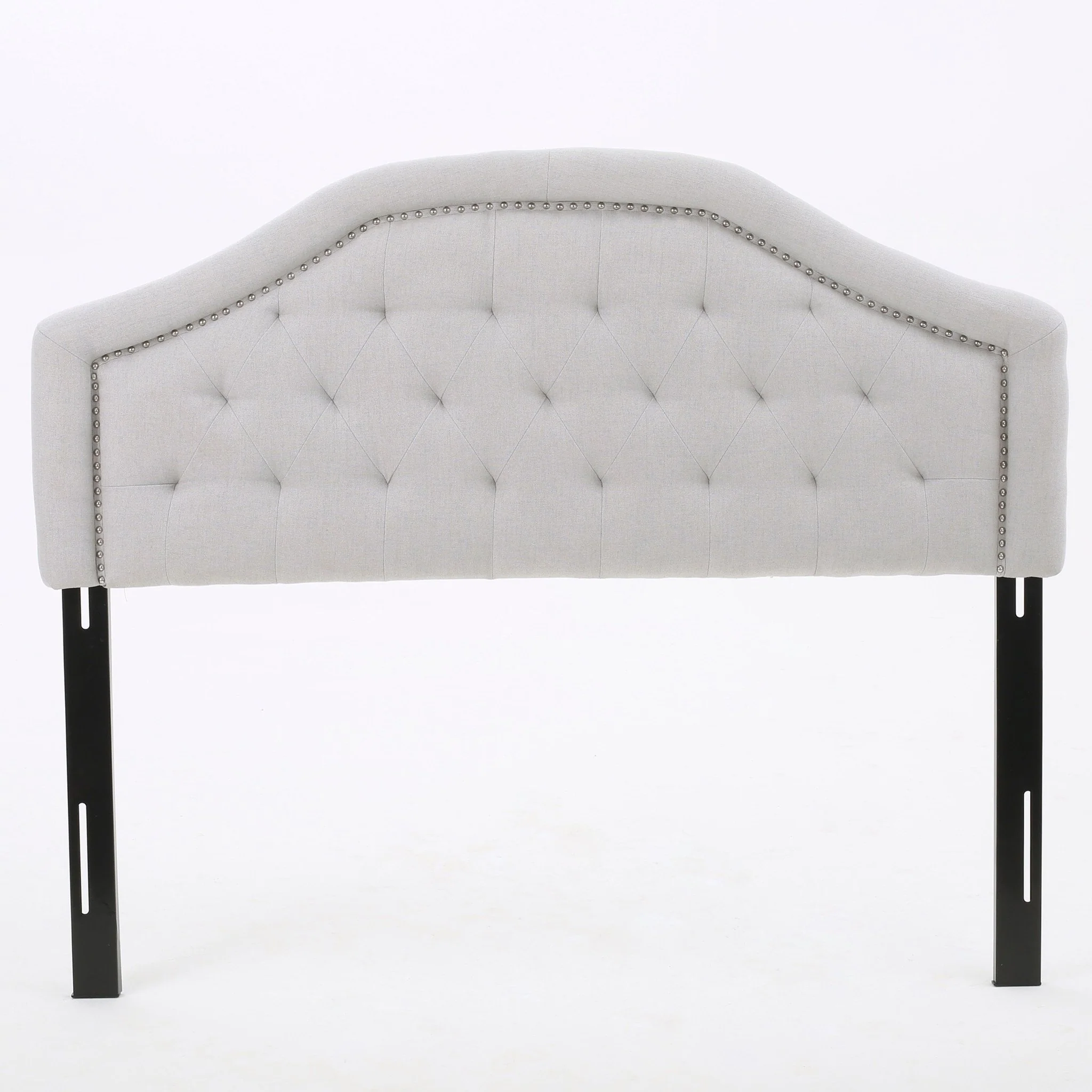 Hecha Tufted Light Gray Fabric Full/Queen Headboard with Nailhead Accents - furnishings
