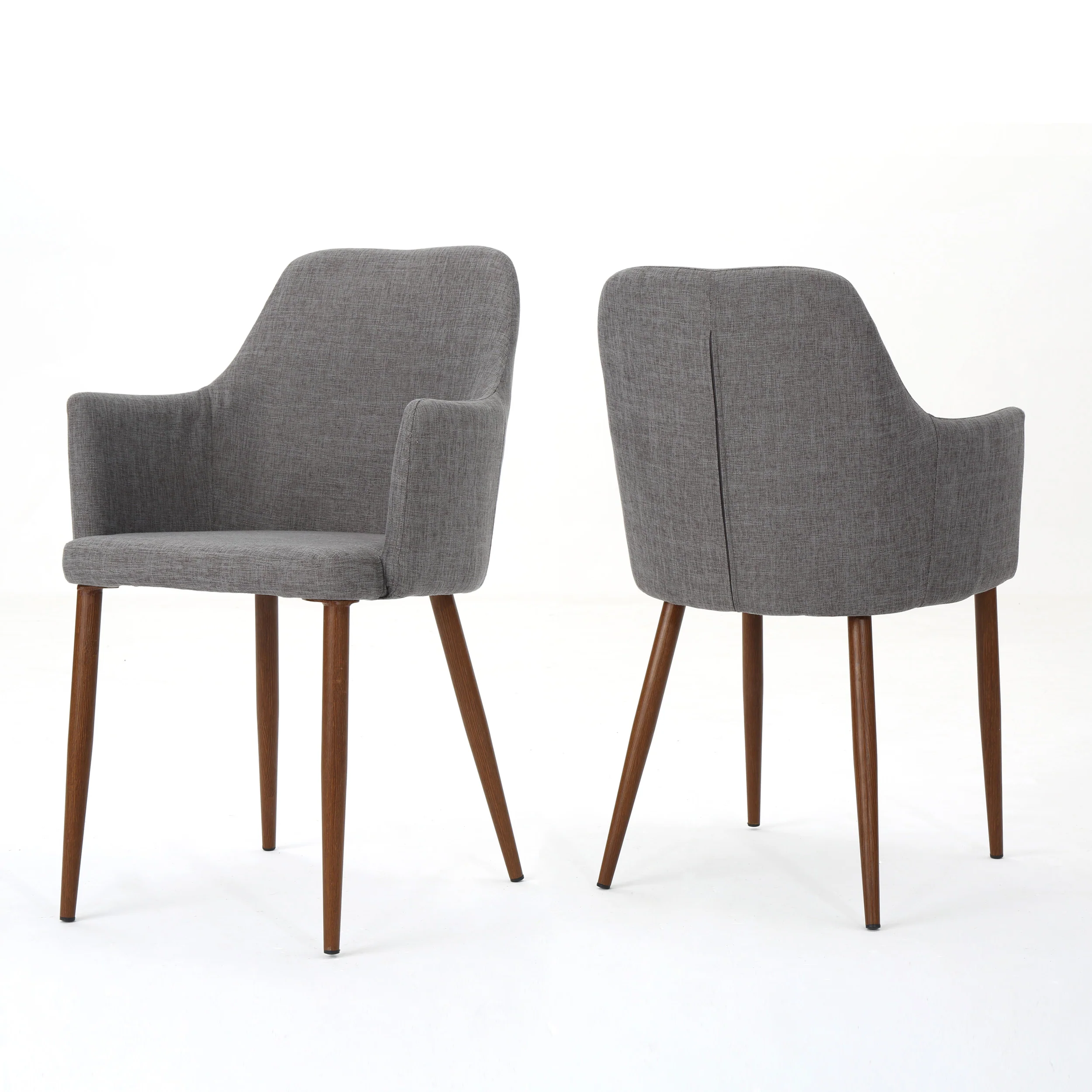 Serra Mid Century Fabric Dining Chair with Wood Finished Metal Legs (Set of 2) - furnishings