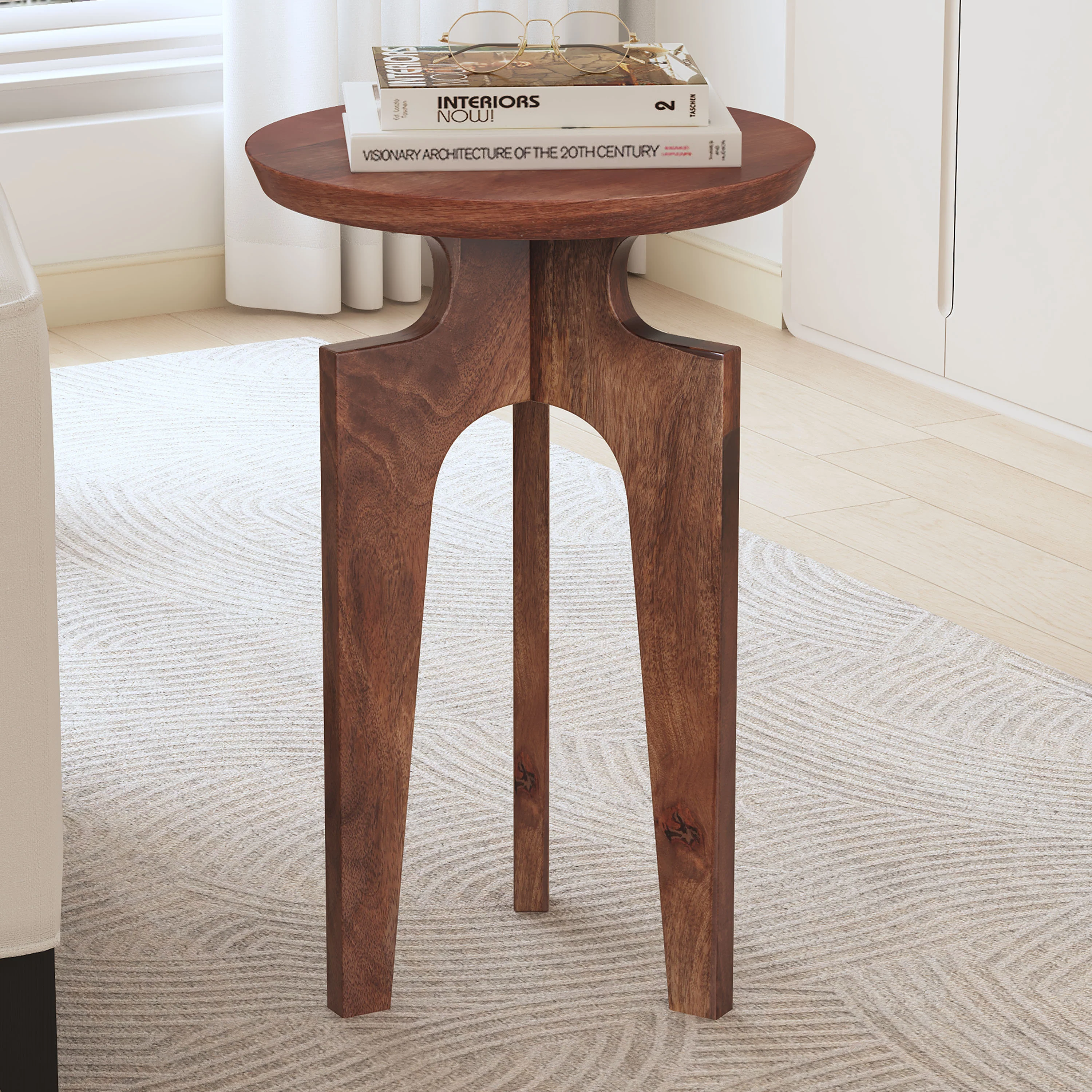 Tangelo Retro Round Mango Wood End Table - furnishings