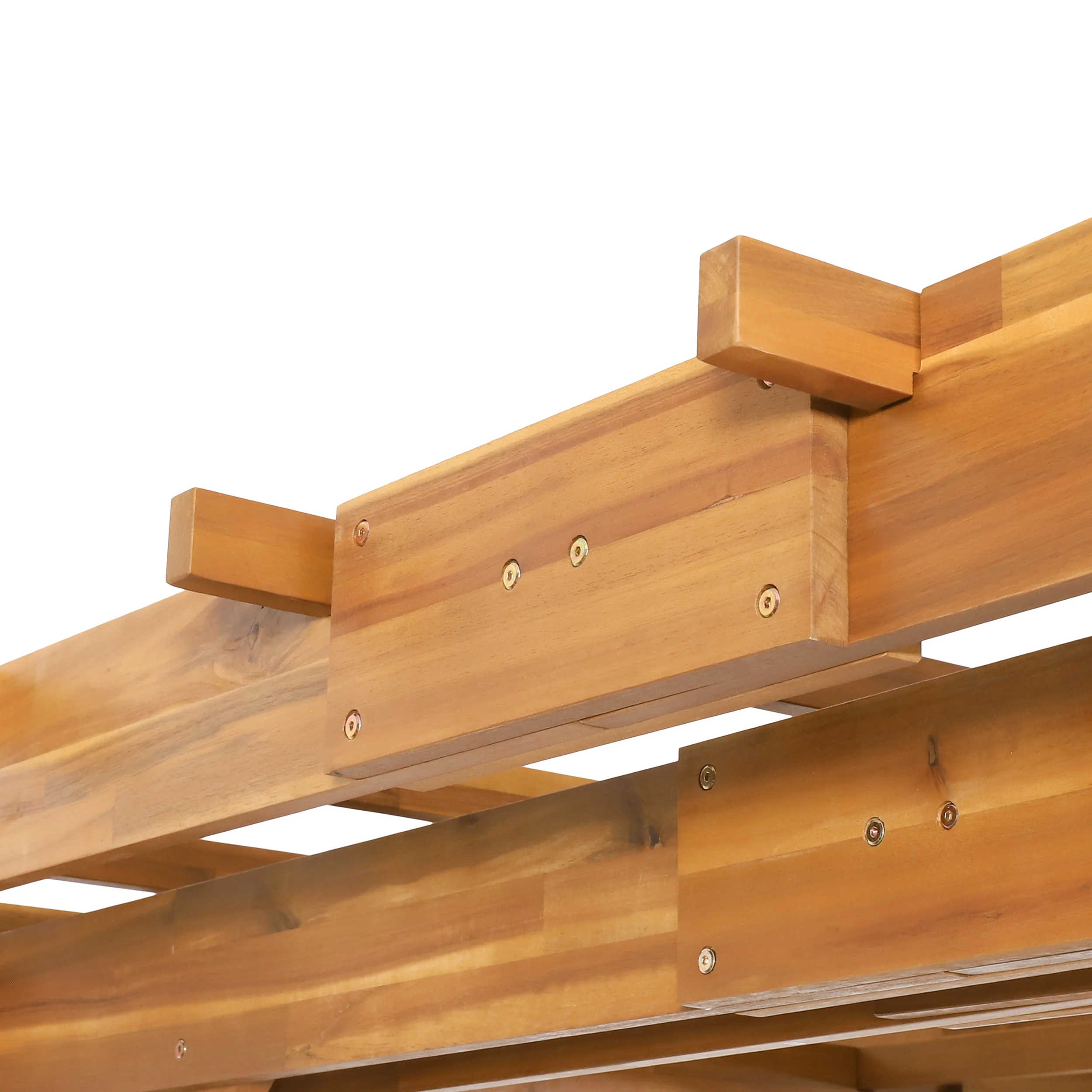Dorain Outdoor 10' x 10' Acacia Wood Pergola, Teak - furnishings