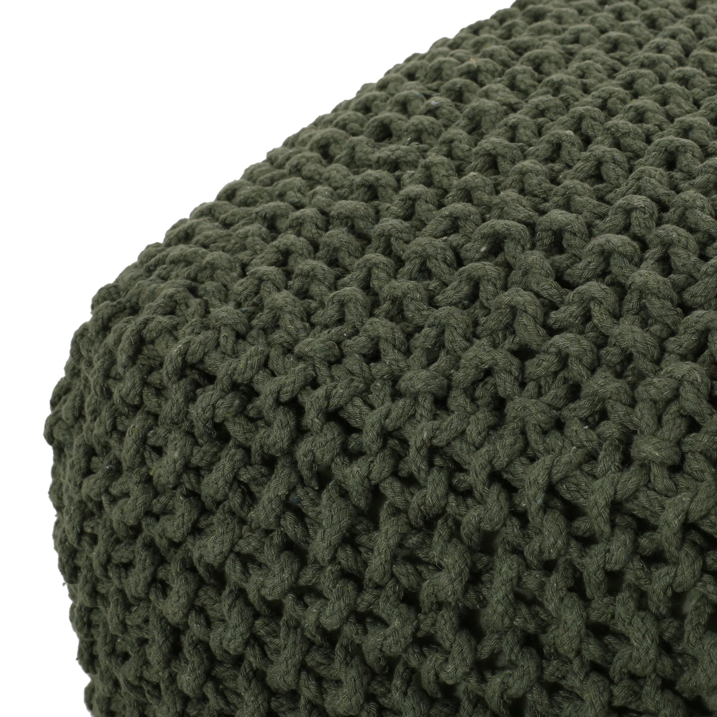 Teresa Modern Knitted Cotton Cube Pouf - furnishings