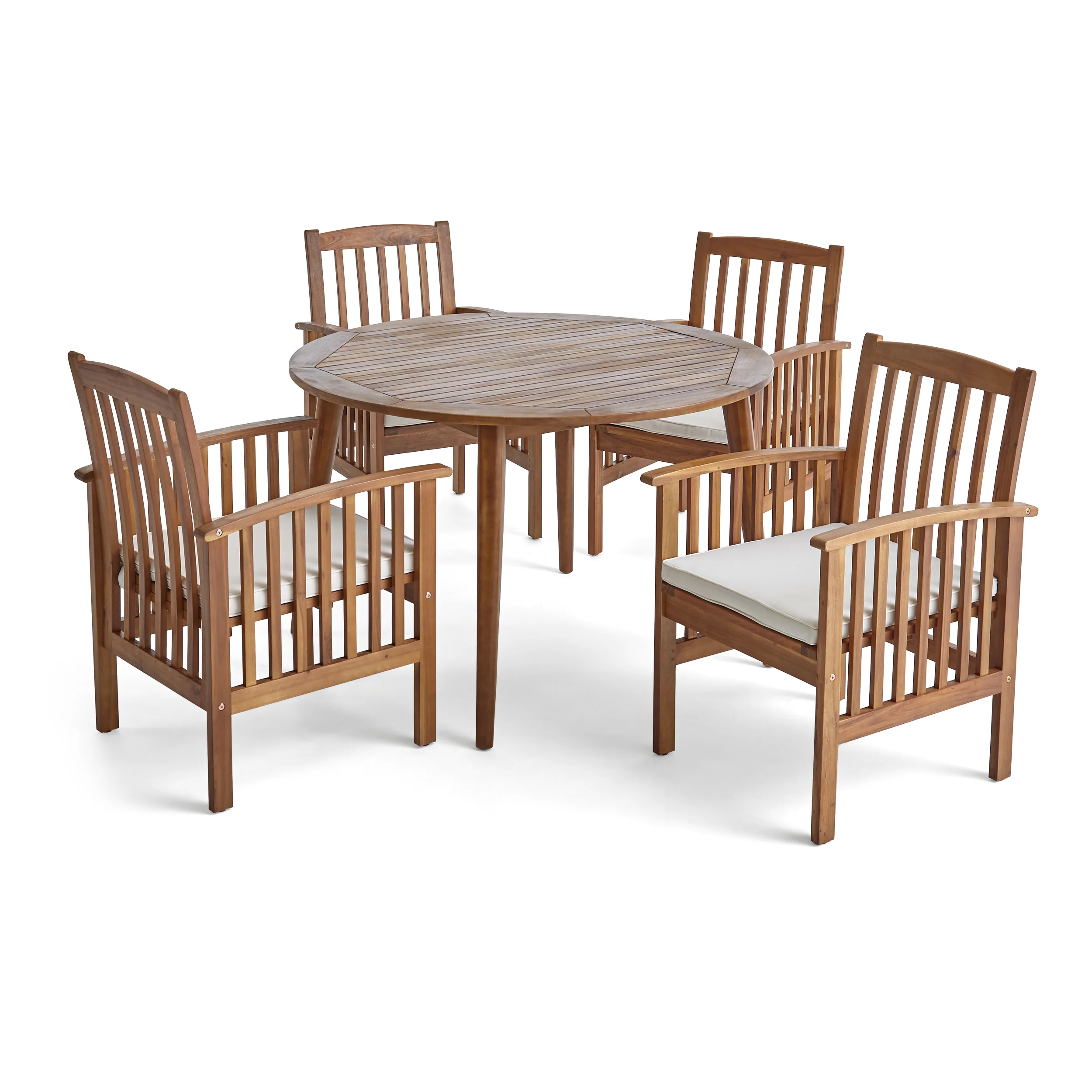 Phoenix Outdoor Acacia 4-Seater Dining Set with Cushions and 47