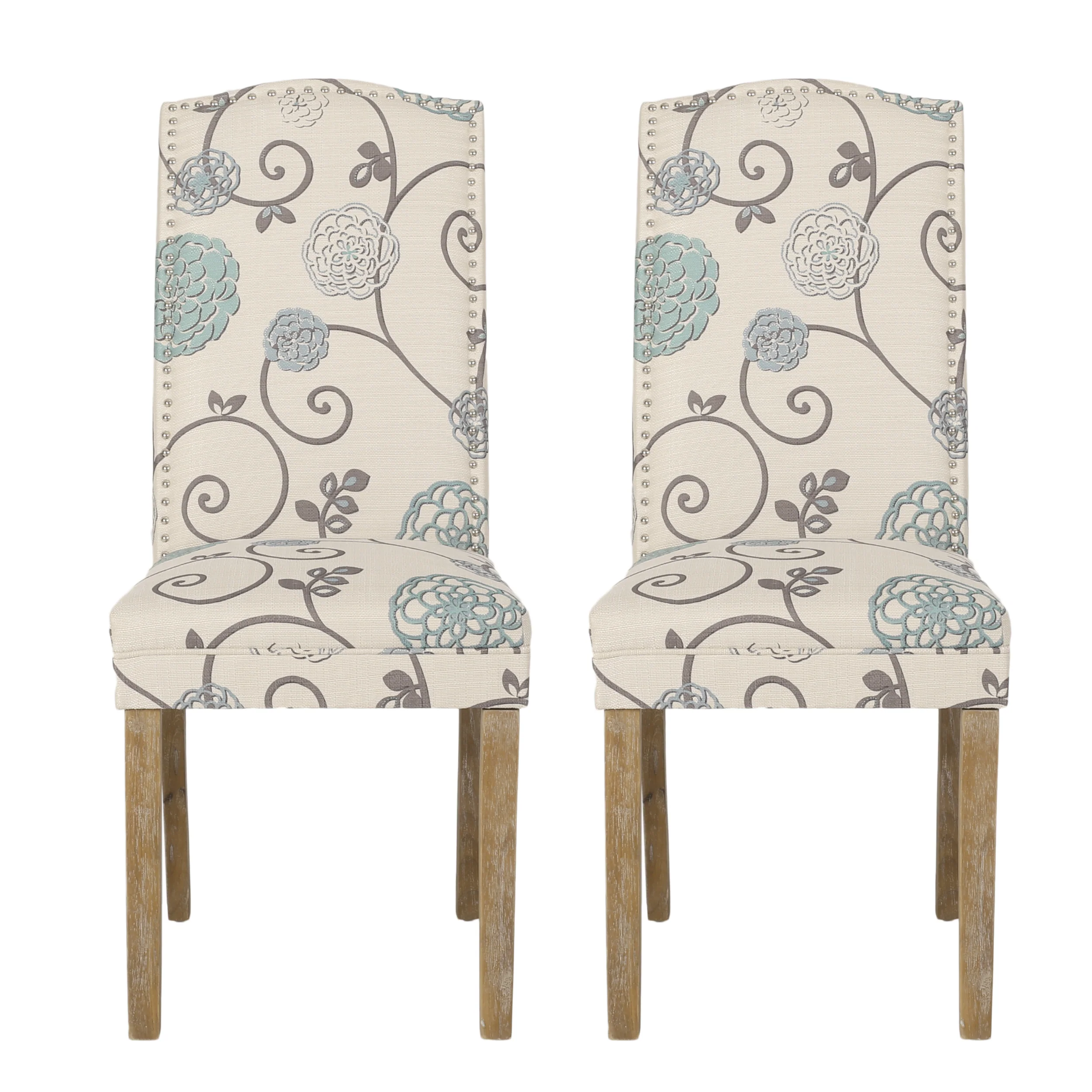 Geromin Contemporary Fabric Dining Chairs with Nailhead Trim, Set of 2 - furnishings