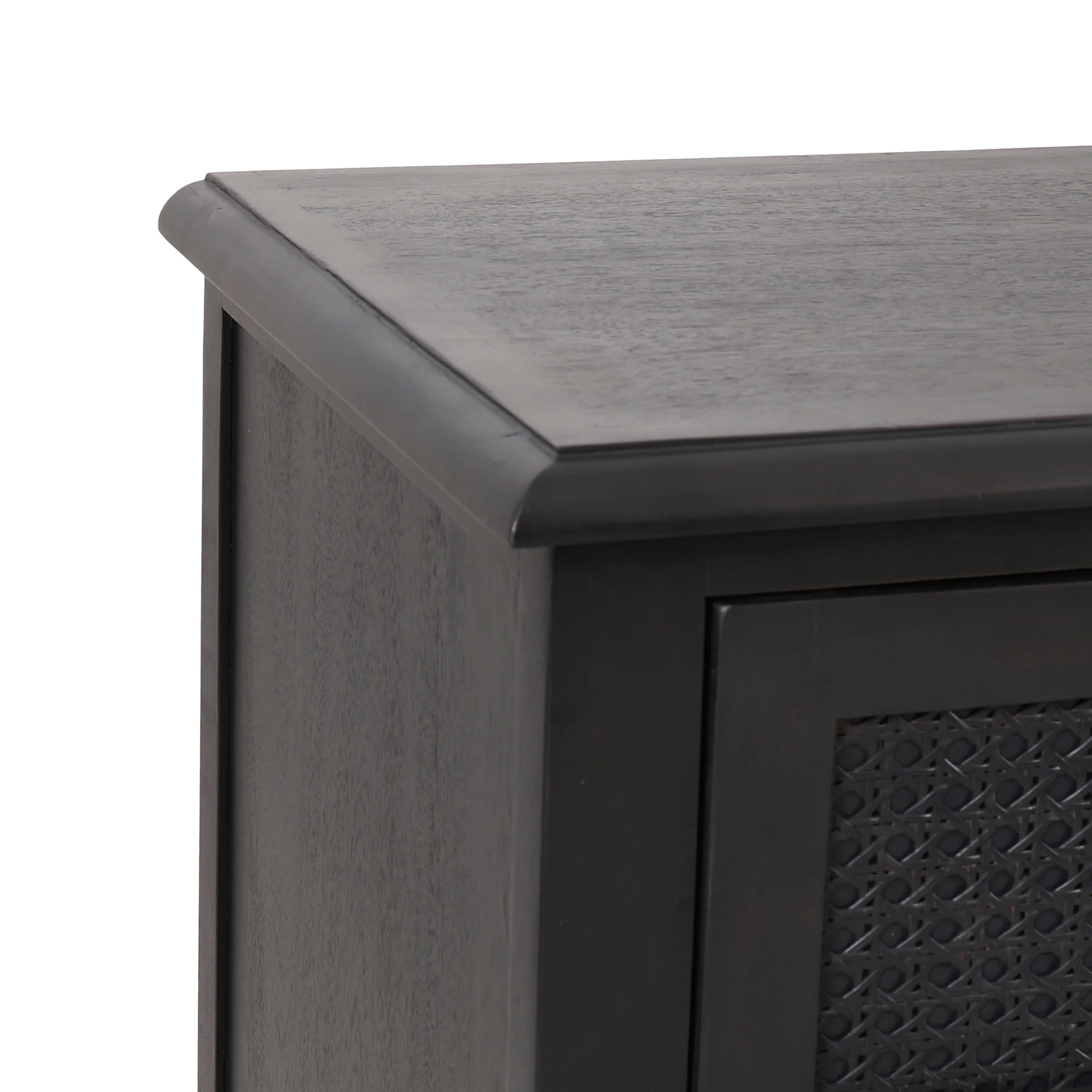 Pollards Rustic Acacia Wood and Cane 5 Drawer Dresser, Dark Gray - furnishings
