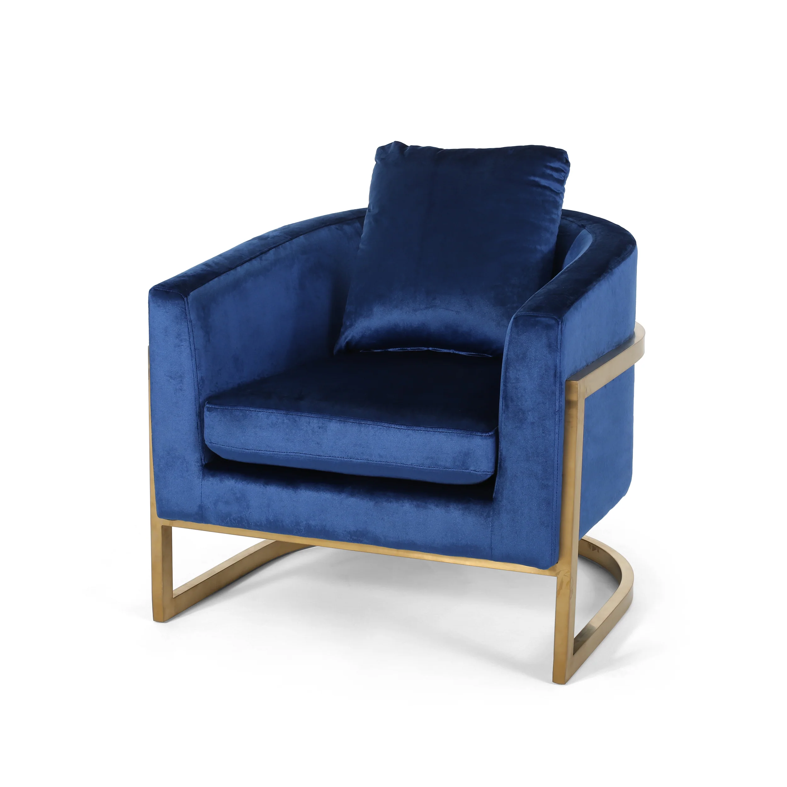 Coldwater Modern Velvet Glam Armchair with Stainless Steel Frame - furnishings
