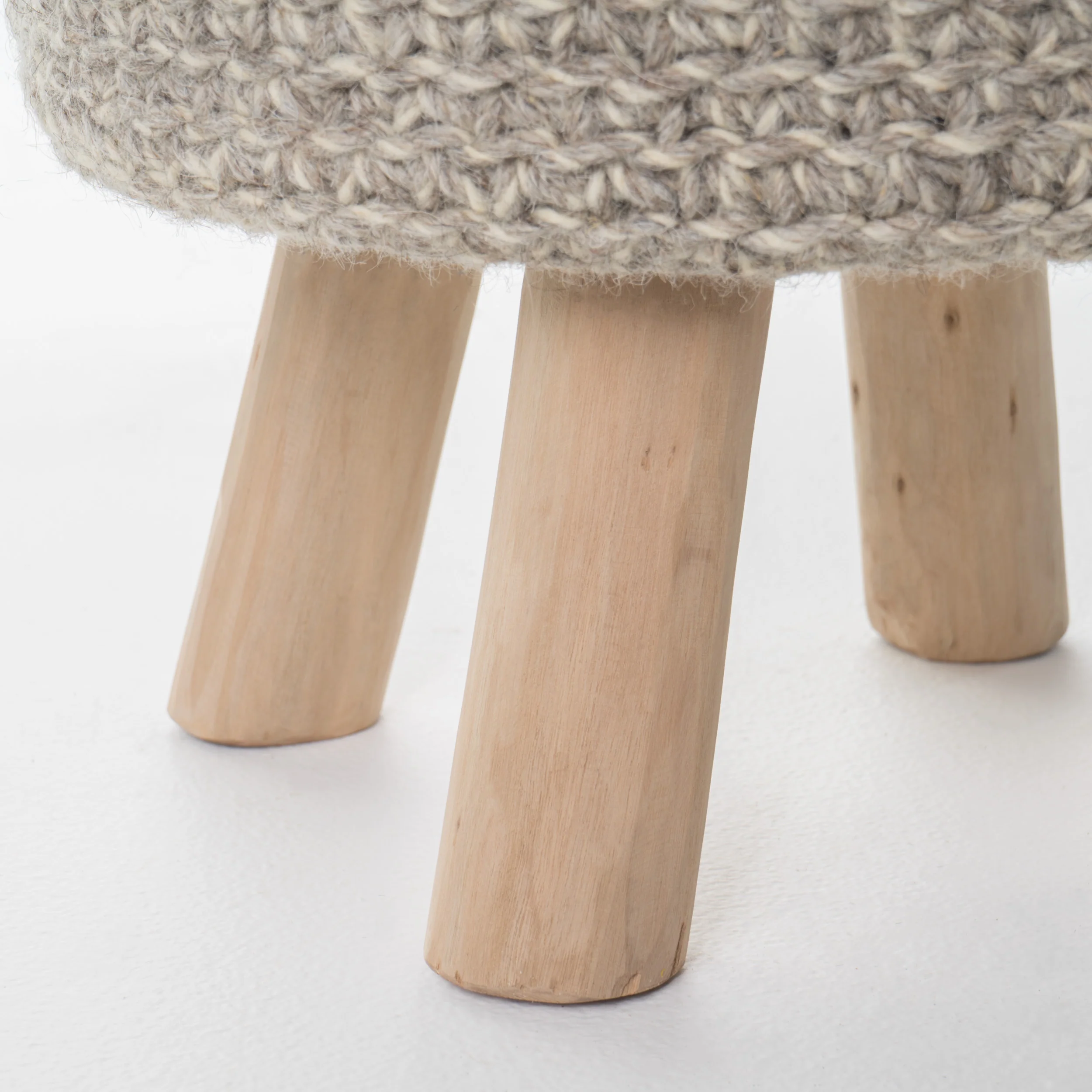 Ponelli Handcrafted Boho Wool Ottoman Stool - furnishings