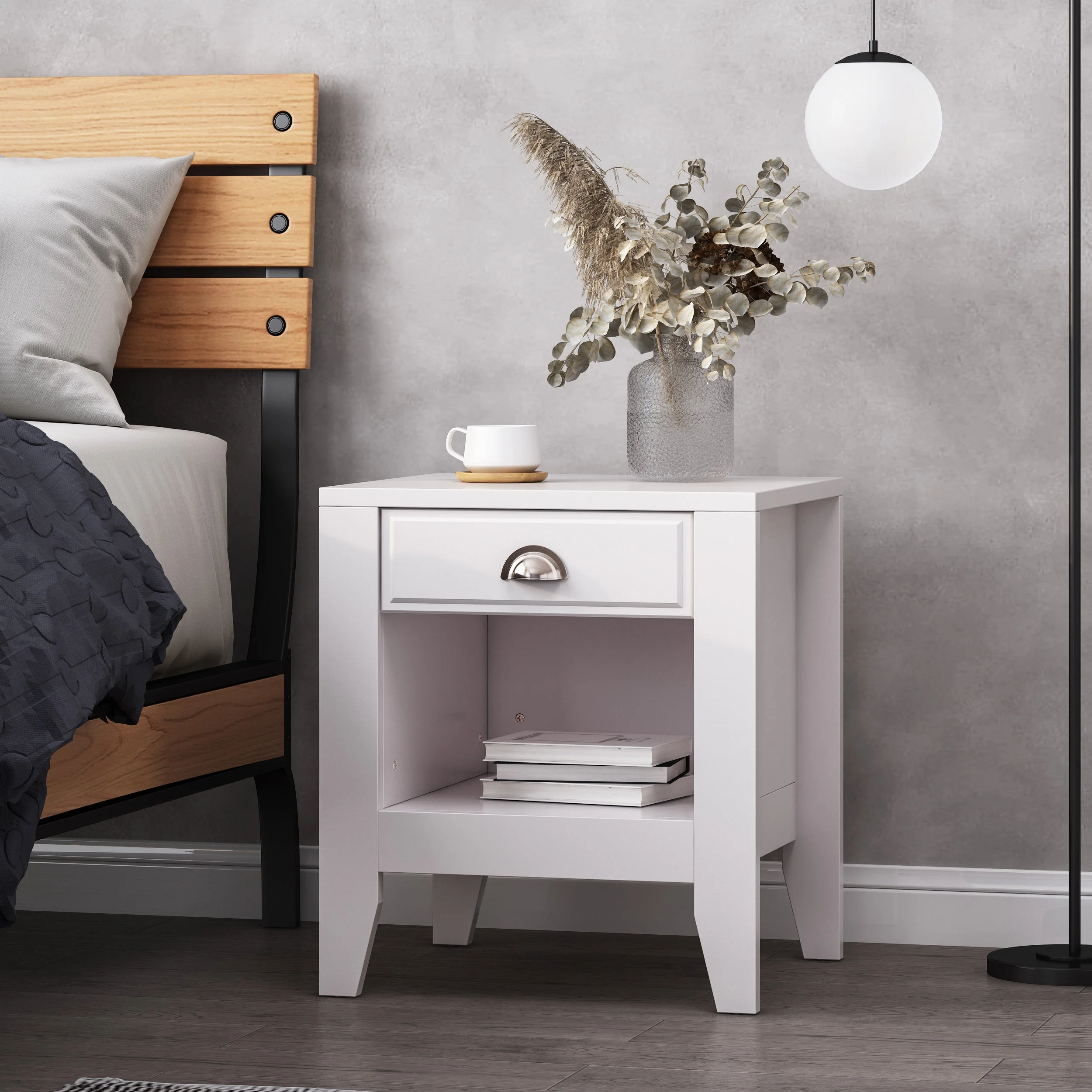 Cleary Contemporary Faux Wood Nightstand with Drawer - furnishings