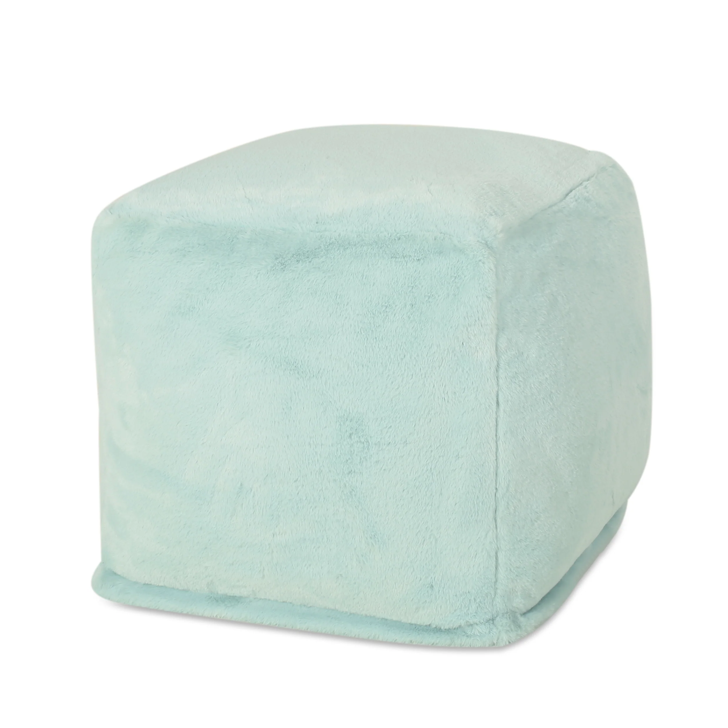 Pickerel Modern Glam Faux Fur Cube Pouf - furnishings