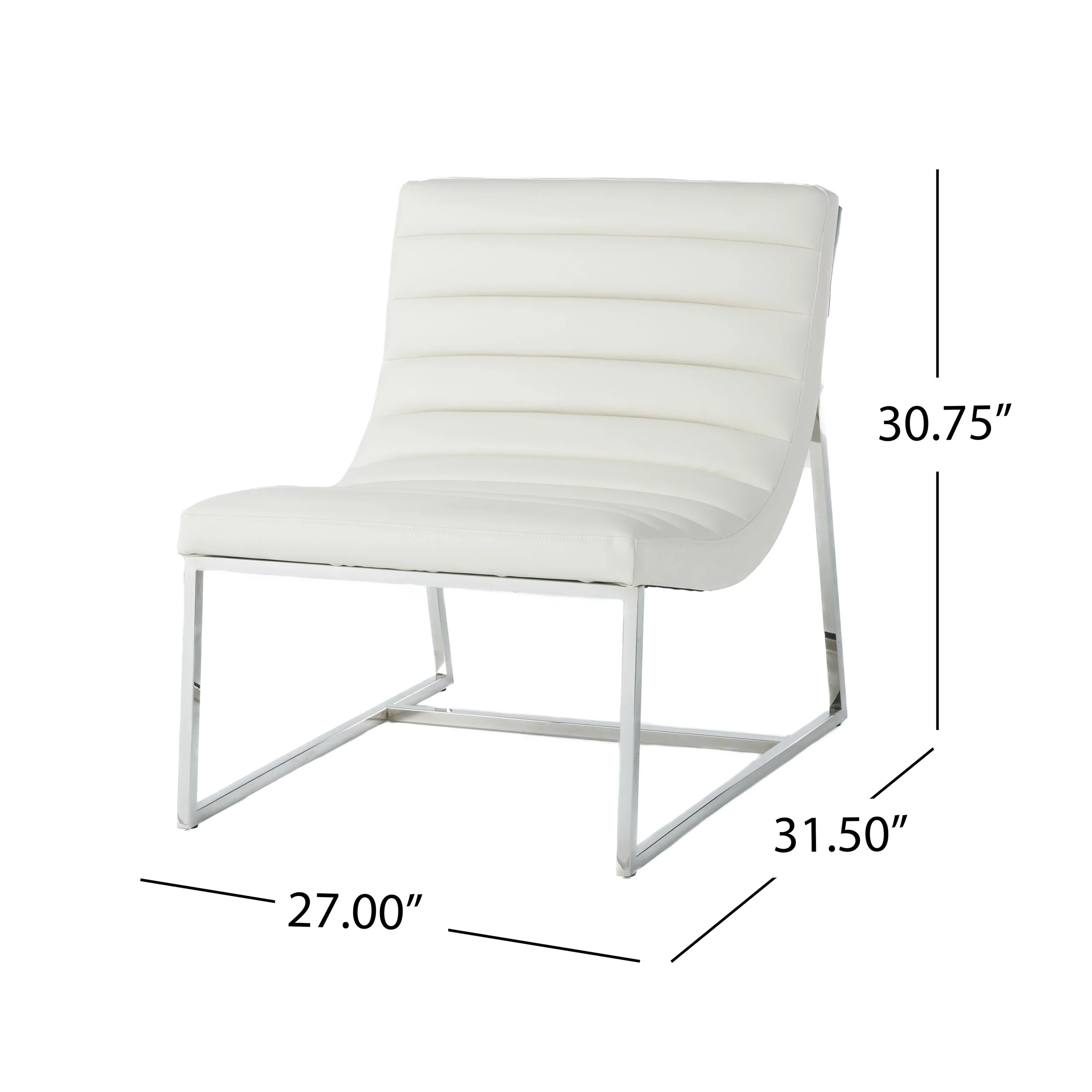 Kingsbury White Leather Lounge Accent Chair - furnishings