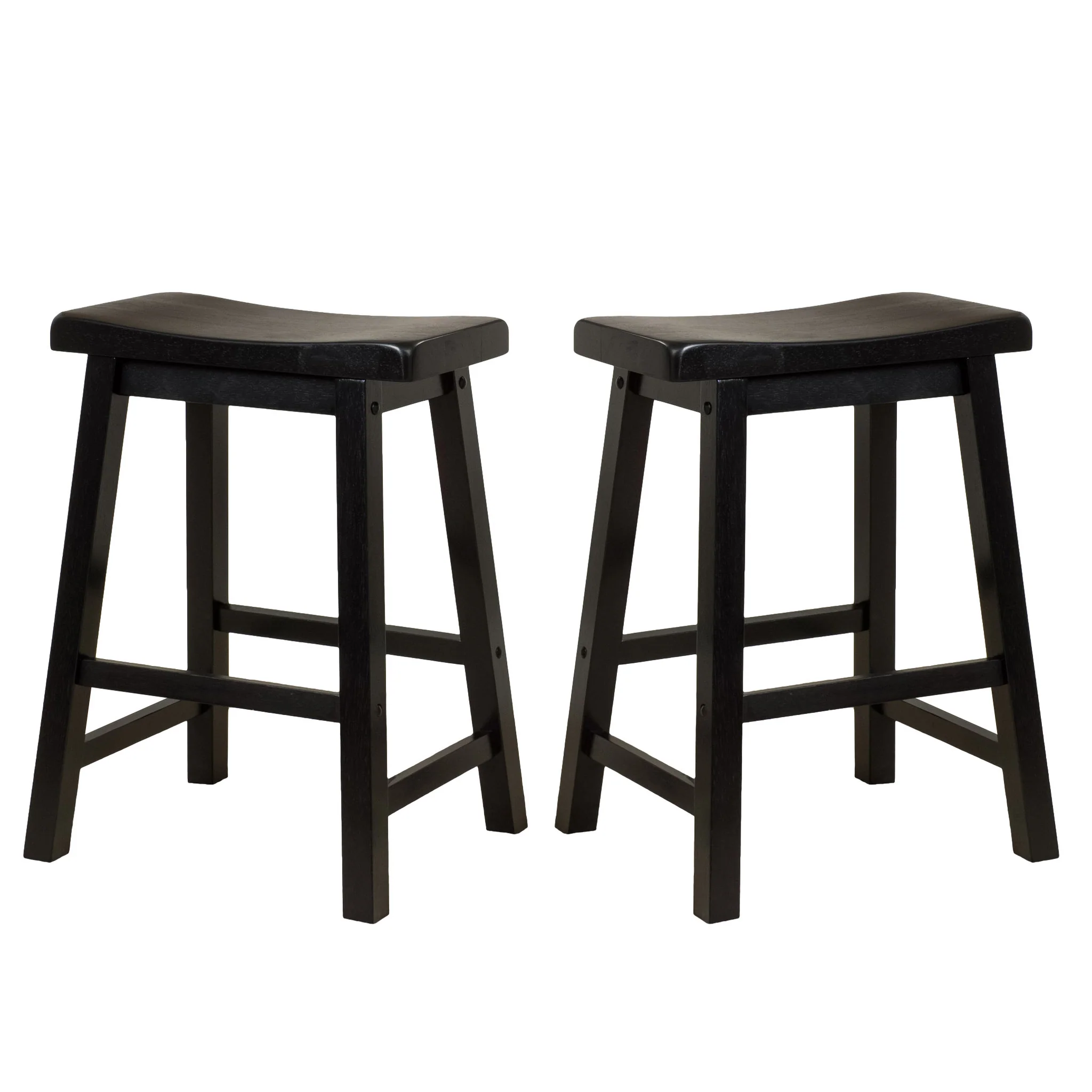 Marcy Black Saddle Wood 24-Inch Counter Stool (Set of 2) - furnishings